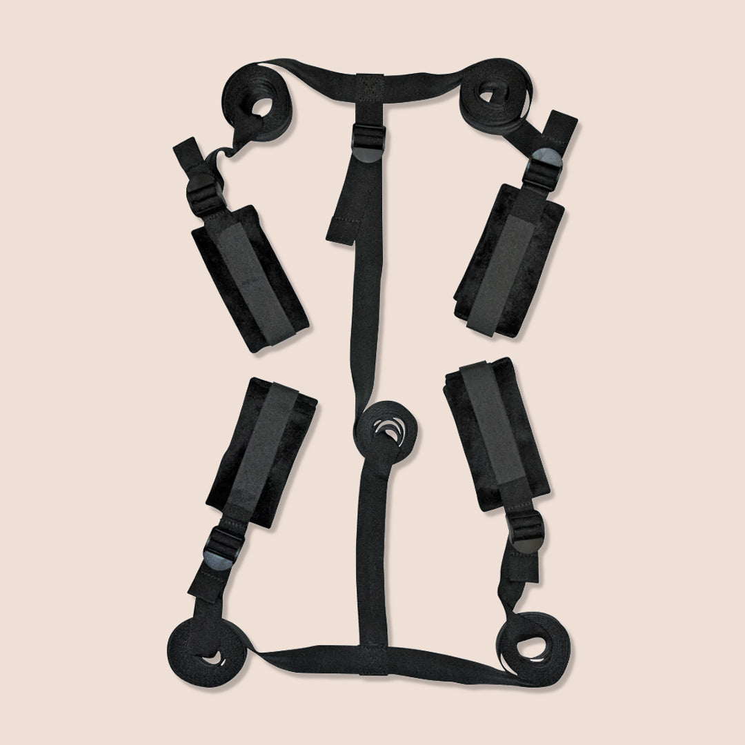 Sex & Mischief Bed Bondage Restraint Kit with Adjustable Cuffs - Premium BDSM Bondage Gear for Couples, Spice Up Your Bedroom, Perfect for Role Play & Sensual Exploration