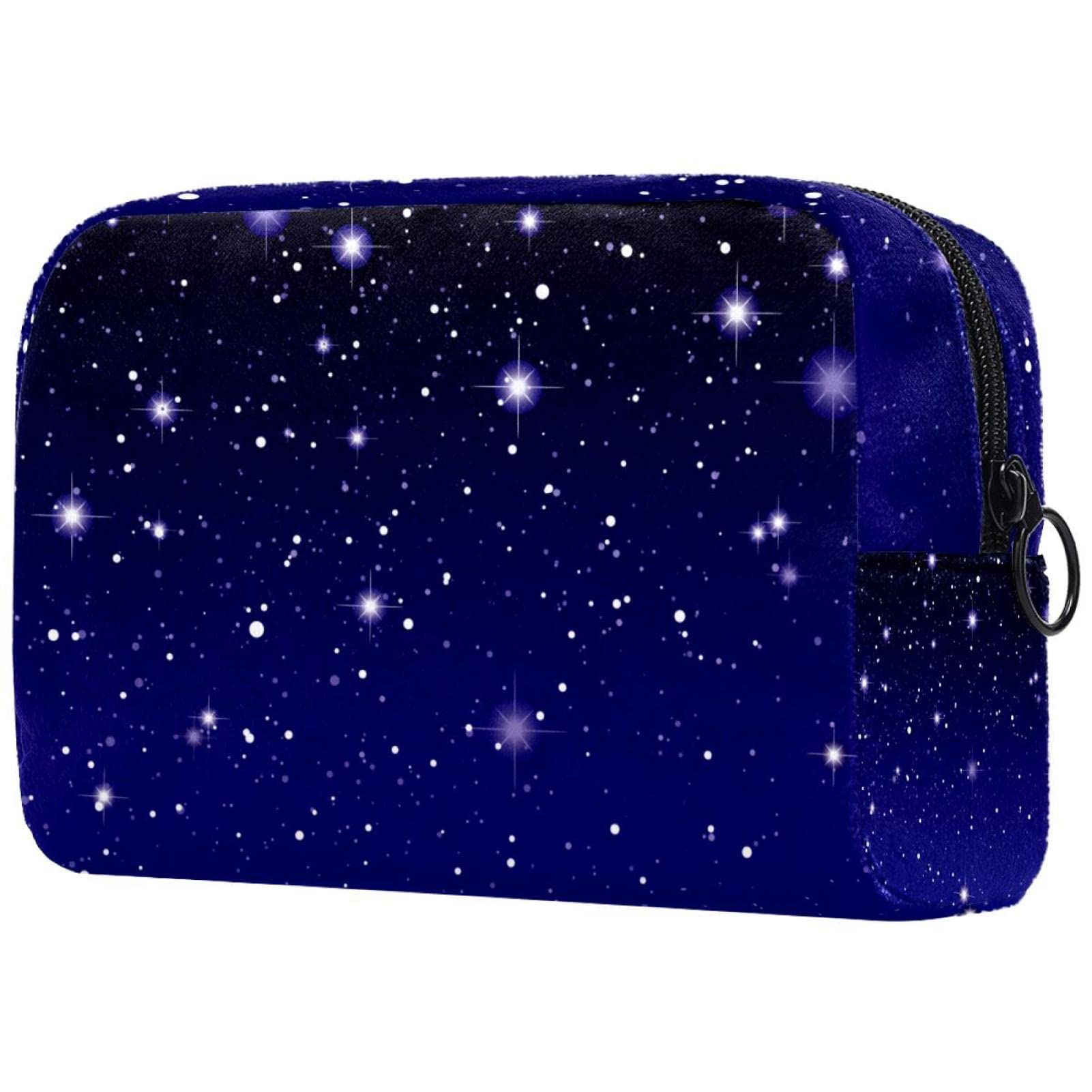 Dark Blue Starry Night Sky Printed Cosmetic Bag for Women - Waterproof Travel Makeup Pouch & Toiletry Organizer - Perfect for Travel, Gym, and Daily Essentials Storage