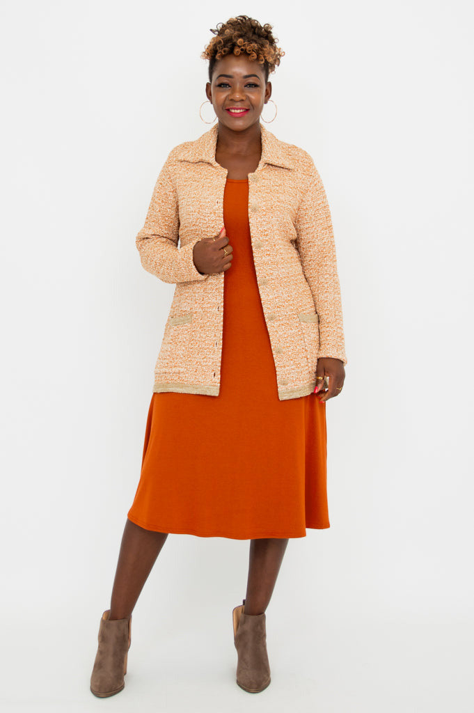 Chanel Women's Cotton Cardigan Sweater - Soft & Cozy Chai Spice Color - Perfect for Fall Fashion & Casual Outfits