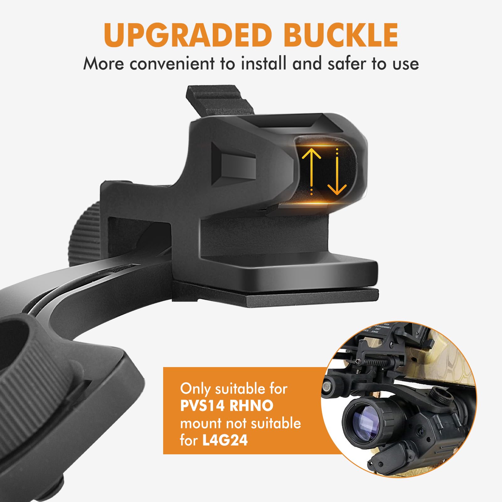 PVS 14 Night Vision J-Arm Mount - Aluminum Alloy NVG Adapter for Rhino Mount | Compatible with All PVS14 Models | Tactical Gear for Military, Hunting & Night Operations (Black)