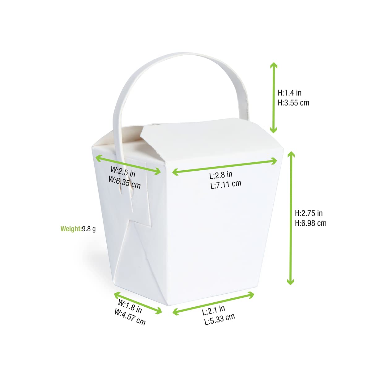 PacknWood 8oz Mini To-Go Noodle Box with Paper Handle & Foldable Lids - 2.6