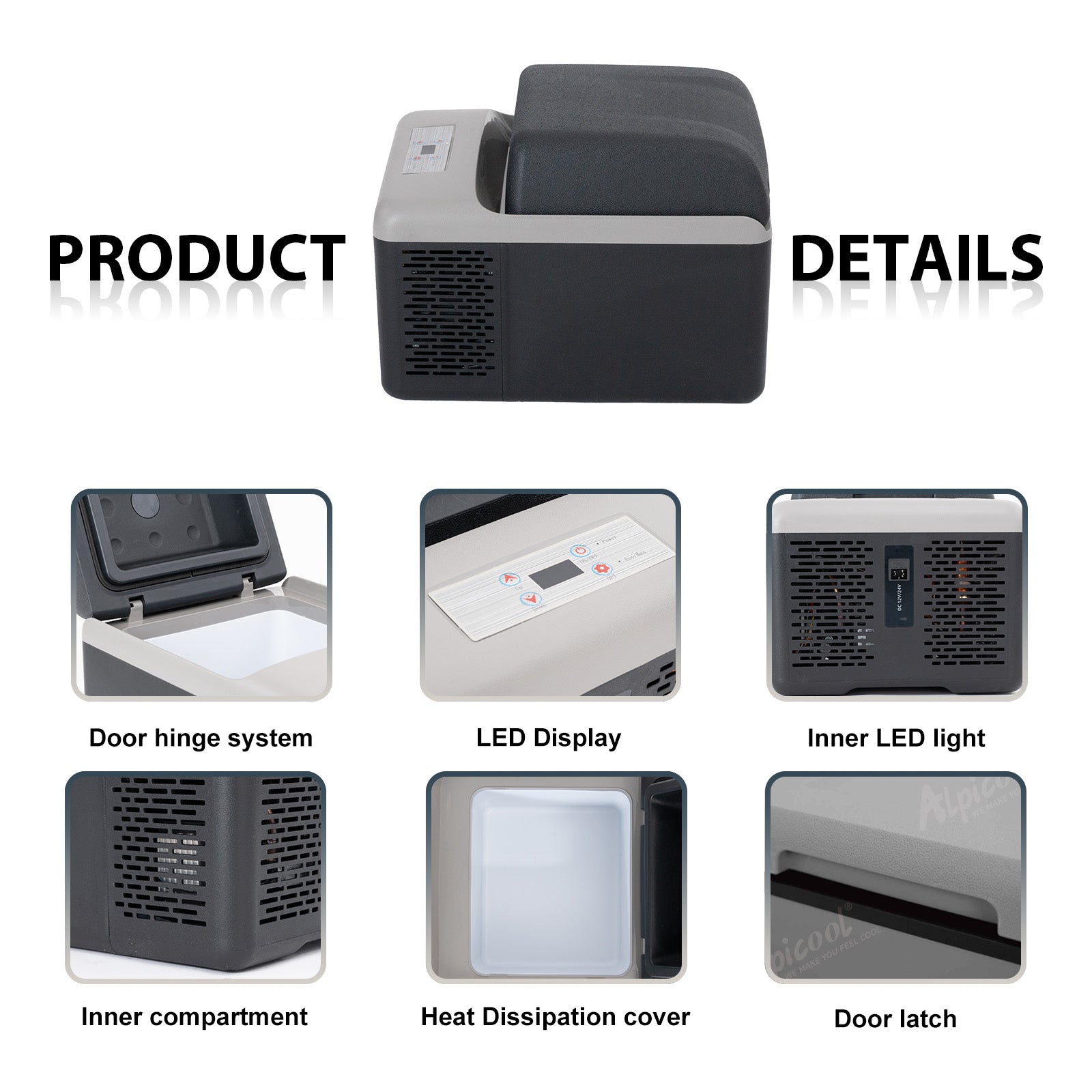 Alpicool C12PT 12V Portable Car Refrigerator - Compact Mini Fridge for Cars, Trucks, RVs & Camping - 12 Quart Electric Cooler for Road Trips, Picnics & Outdoor Adventures