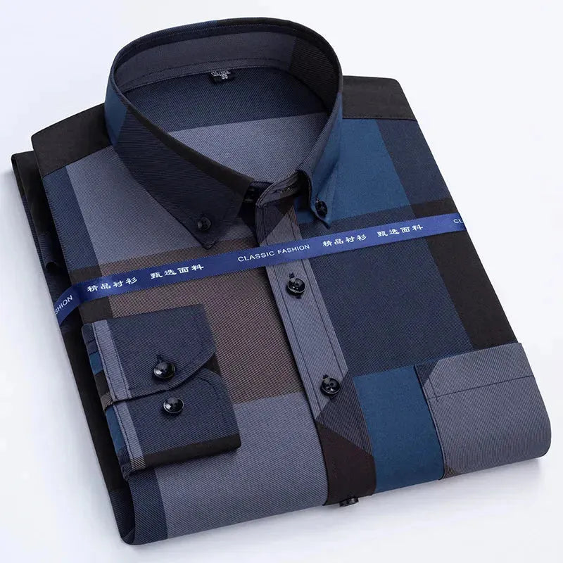 Men's Button Down Plaid Shirt - Casual Long Sleeve Flannel Shirt for Men - Perfect for Outdoor Activities, Work & Date Night