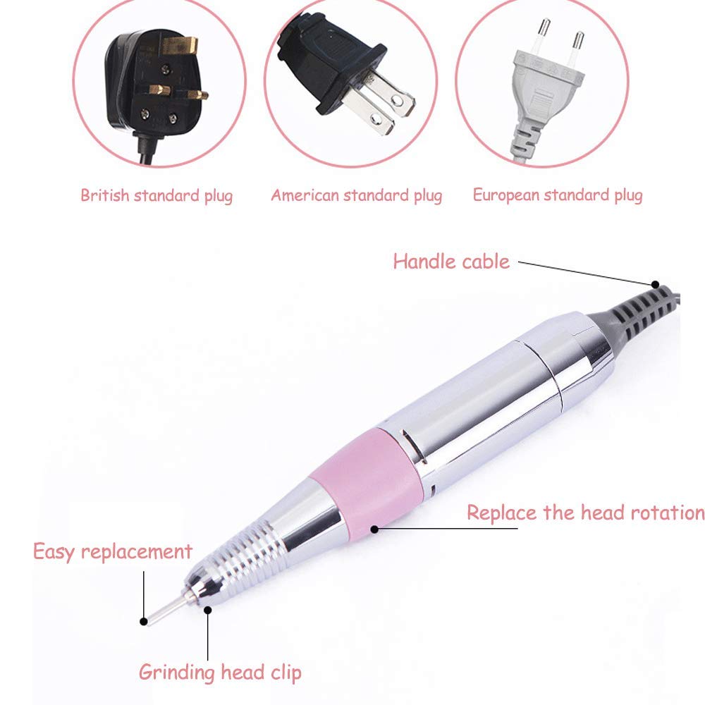 Professional Electric Nail Drill Machine with Vacuum Dust Collector - Acrylic Gel Nail File & Polisher for Fast Manicure & Pedicure (White) | Perfect for Salon, Home Use & Professional Nail Technicians