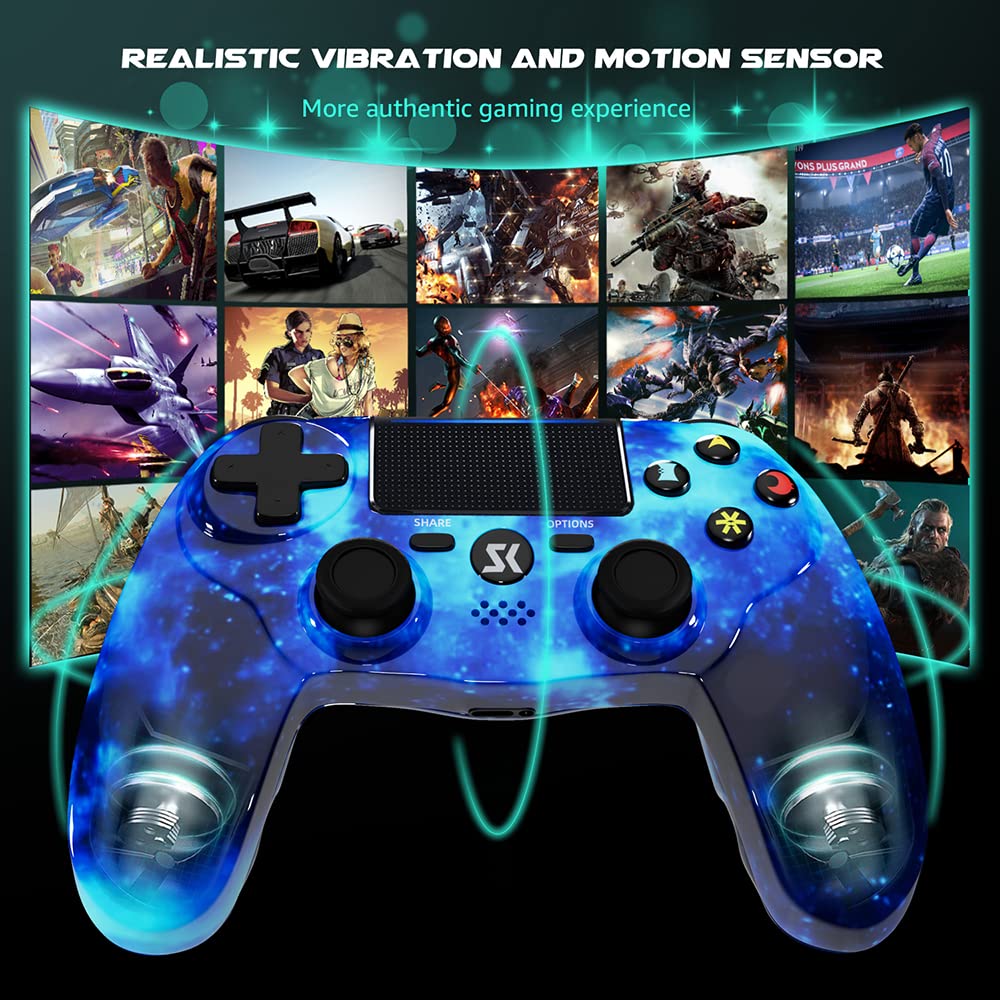 Wireless PS4 Controller 2 Pack - Compatible with Sony PlayStation 4/Slim/Pro, Dual Vibration, Motion Sensor, Touch Pad, Built-in Speaker & 3.5mm Audio Jack - Perfect for Gaming, Streaming & Multiplayer Sessions