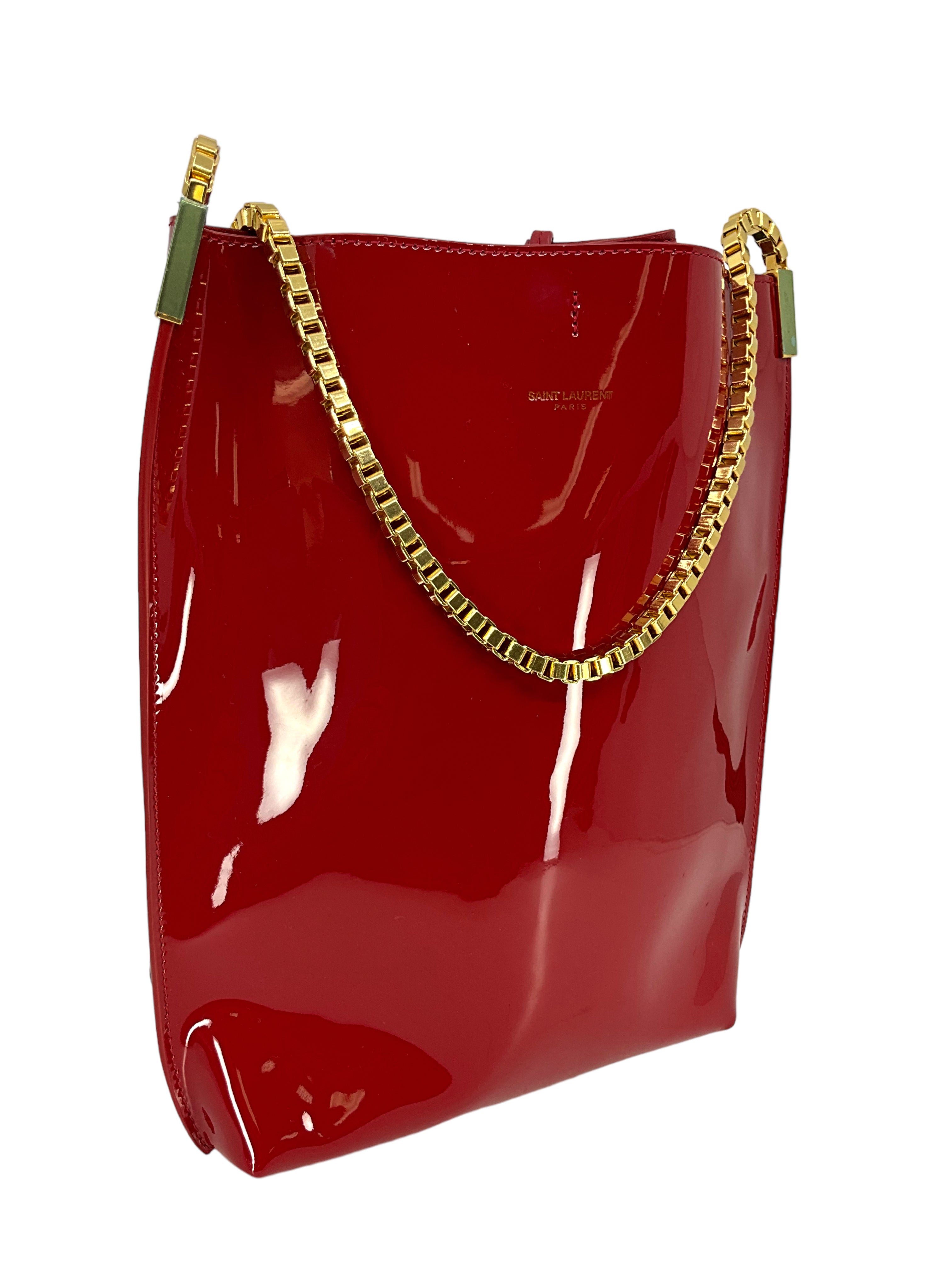 Saint Laurent Suzanne Small Patent Leather Chain Hobo Bag - Luxury Designer Handbag for Women | Perfect for Evening Parties, Date Nights & Special Occasions