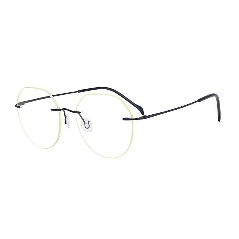 Brightzone Unisex Rimless Flat Top Round Titanium Eyeglasses 71408 - Lightweight & Durable Titanium Frame Glasses for Men & Women - Perfect for Reading, Work & Everyday Use
