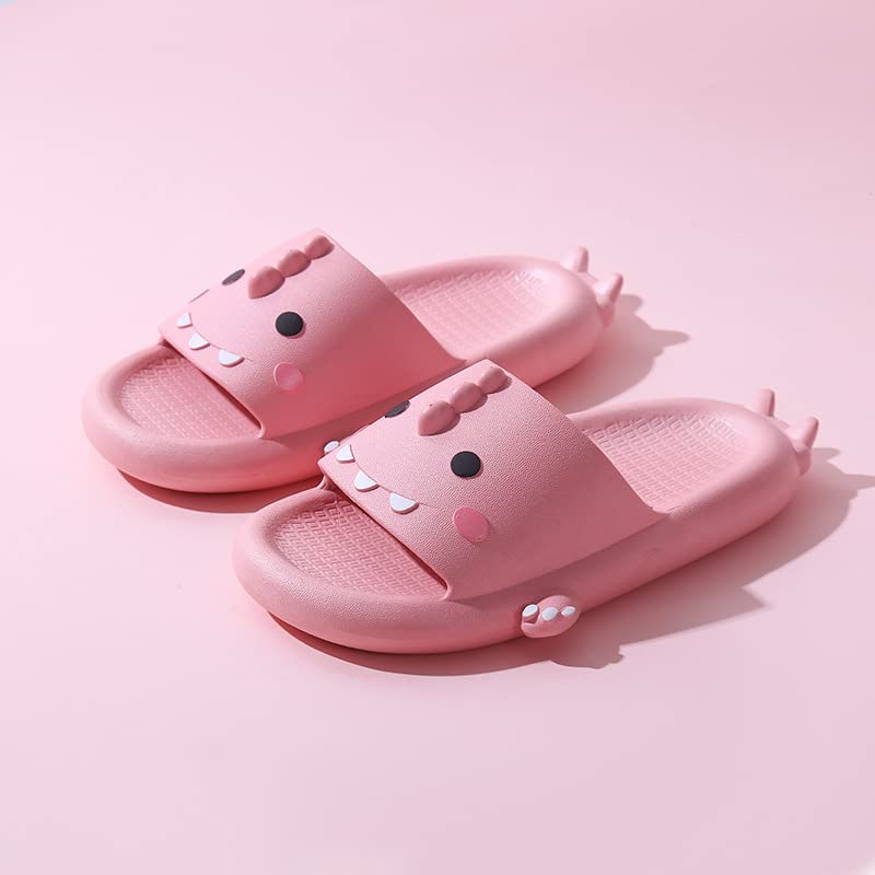 Dinosaur Slippers for Kids - Cute Open Toe Summer Slippers for Toddlers & Little Kids - Soft & Comfortable Beach & Bathroom House Shoes for Boys & Girls