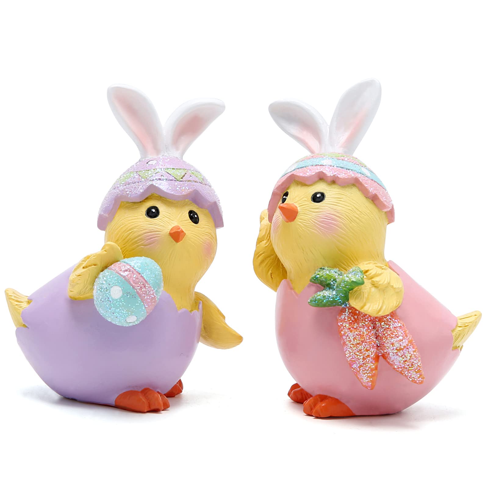 2 PCS Easter Chick Decorations - Cute Spring Tabletop Figurines for Easter Party, Home & Holiday Decor - Perfect Easter Day Gifts for Egg Hunts & Festive Celebrations
