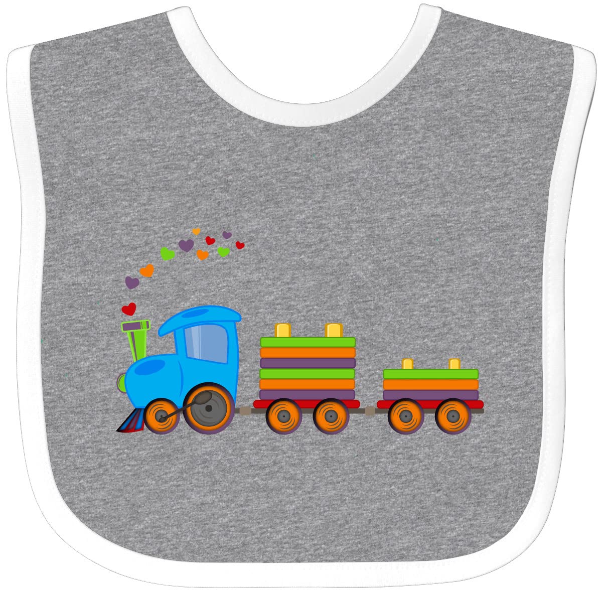 Inktastic Colorful Toy Train Baby Bib - Soft Cotton Drool Bibs for Infants & Toddlers - Perfect for Feeding, Teething & Playtime