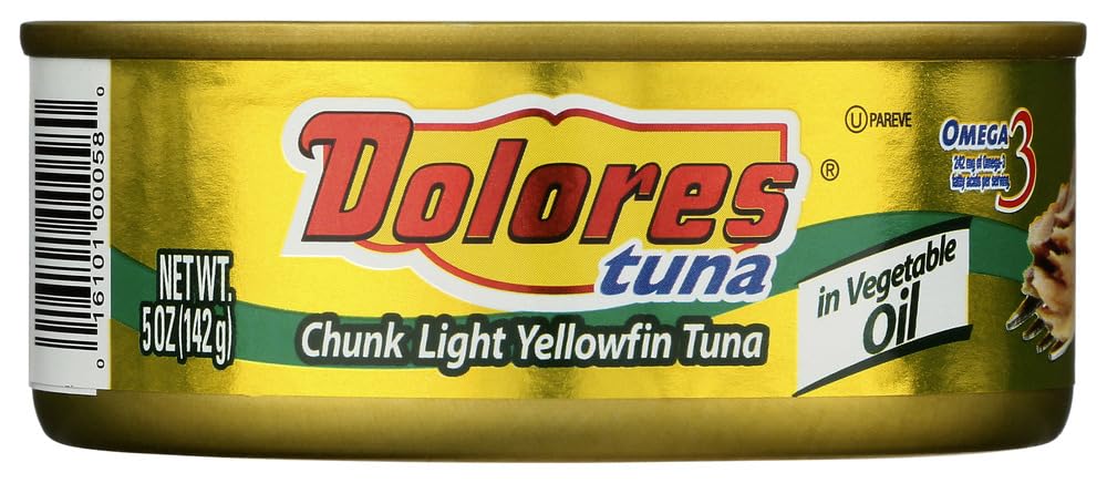 Premium Dolores Chunk Light Yellowfin Tuna in Vegetable Oil - 5 oz Cans (Pack of 6) | High Protein, Keto & Paleo Friendly | Perfect for Salads, Sandwiches & Quick Meals