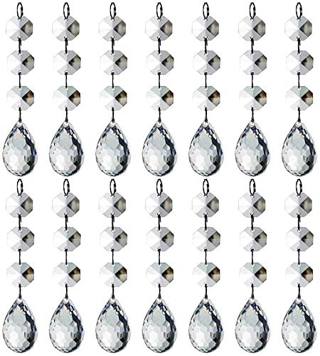 30 Pcs Crystal Christmas Tree Ornaments - Clear Acrylic Hanging Decorations for Holiday Centerpieces, Chandeliers & Garland | Taiwan Made Gem Beads for Festive Home & Party Decor