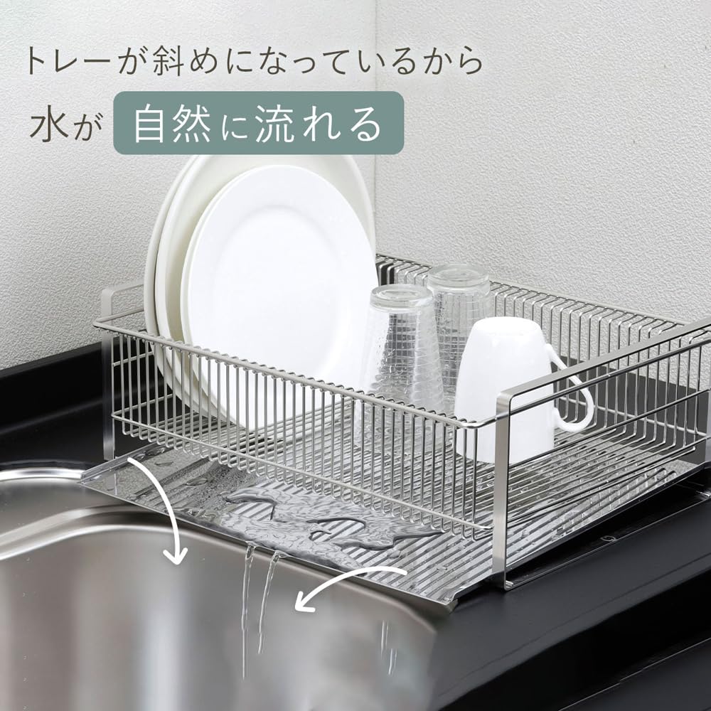 Shimomura Kihan 35730 Tsubame Sanjo Stainless Steel Drainer Rack - Wide Vertical Stand with Chopsticks Rest | Kitchen Countertop Organizer | Made in Japan | Perfect for Dish Drying & Utensil Storage