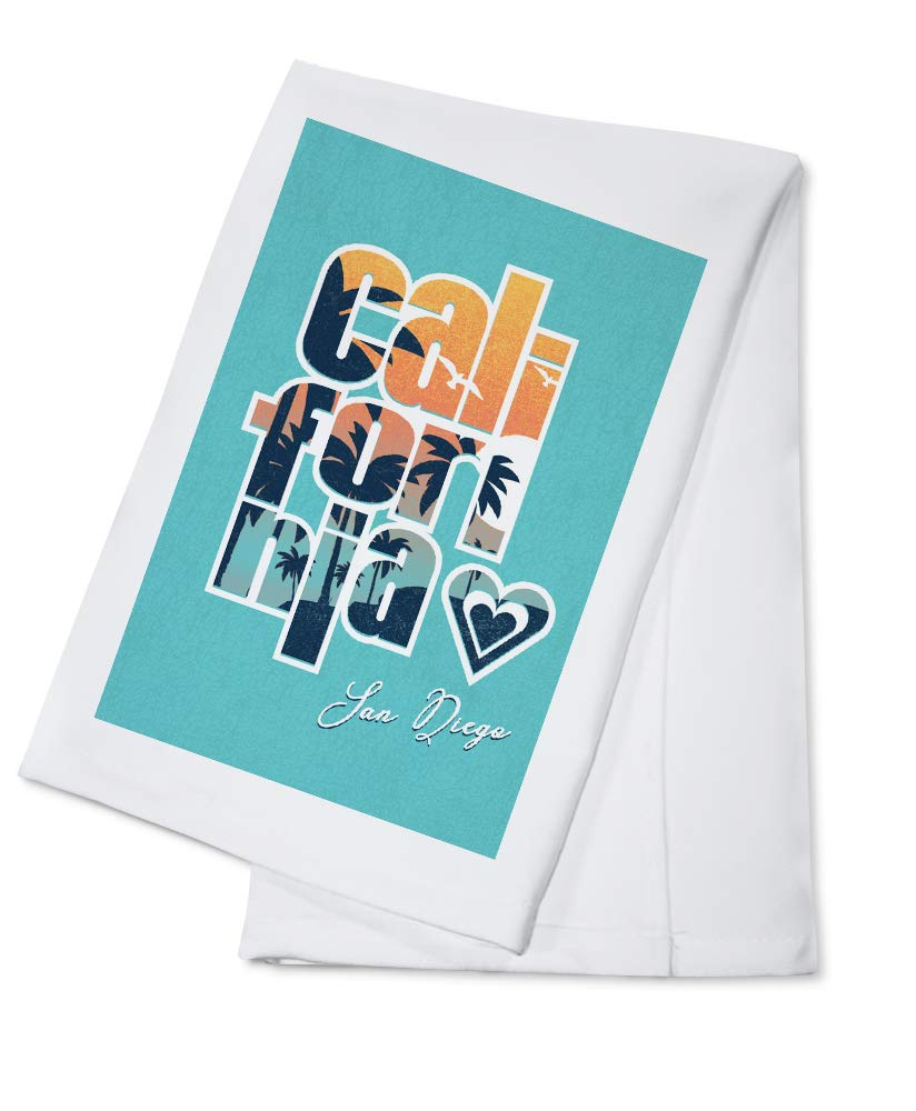 San Diego California State Love Graphic Tea Towel - 100% Cotton Decorative Hand Towel for Kitchen & Home - Perfect for Dish Drying, Gift Giving & Coastal Decor