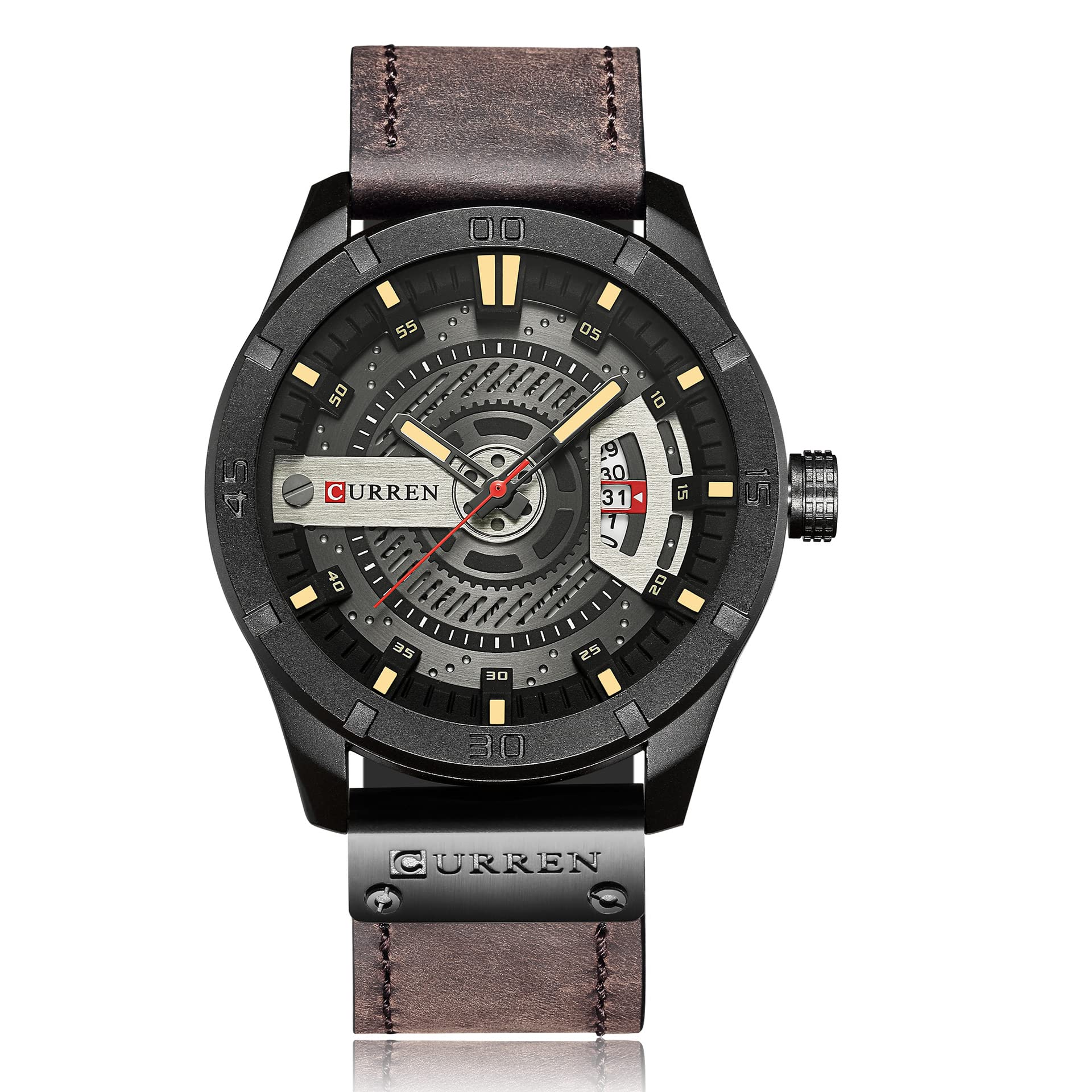 Men's Business Calendar Watch with Genuine Leather Strap - Stylish & Professional for Office, Meetings & Formal Events