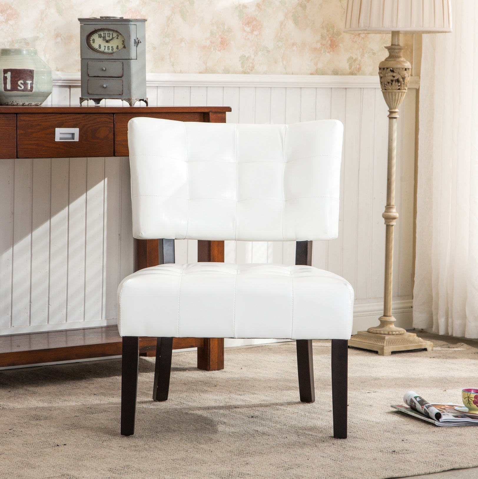 Roundhill Furniture Tufted Accent Chair with Oversized Seating - Modern Upholstered Living Room Chair for Home Office, Lounge & Reading Nook