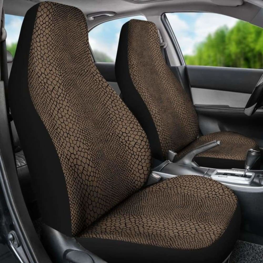 Premium Brown & Black Reptile Snake Skin Car Seat Covers - Universal Fit for Cars, Trucks & SUVs - Stylish & Durable Interior Upgrade for Luxury & Off-Road Vehicles