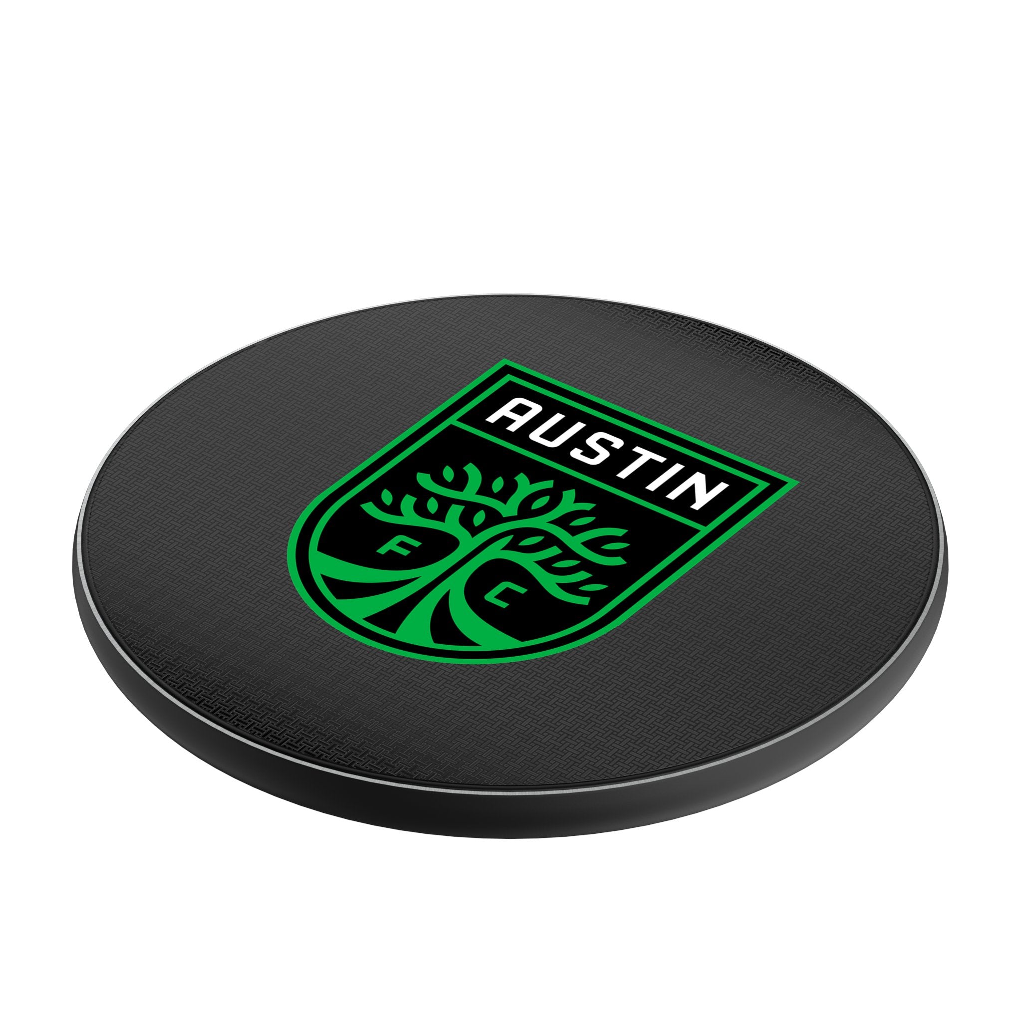 Austin FC Linen 15W Fast Wireless Charger - Qi Certified Phone Charging Pad for iPhone, Samsung, AirPods - Perfect for Home, Office & Nightstand Use