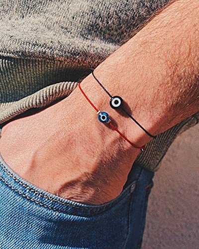 Evil Eye Bracelet with Red String - Kabbalah Protection Handmade Adjustable Bracelet for Women & Men | Spiritual Jewelry for Good Luck & Positive Energy | Perfect for Daily Wear, Gifts & Meditation