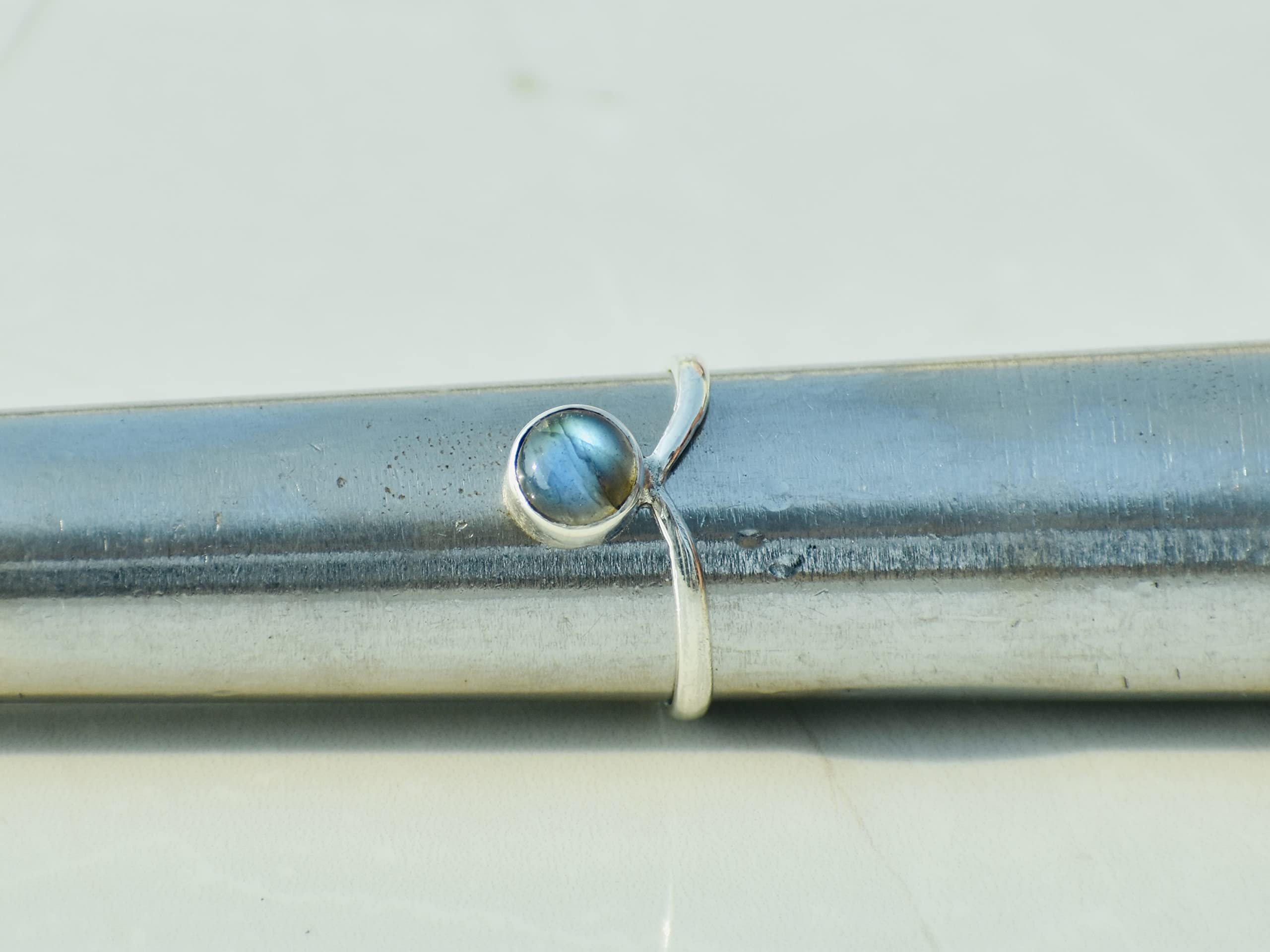 Blue Labradorite Ring - 925 Sterling Silver Handmade Wave Ring for Women | Round Labradorite Gemstone Birthstone Jewelry | Perfect Gift for Her, Elegant for Daily Wear & Special Occasions