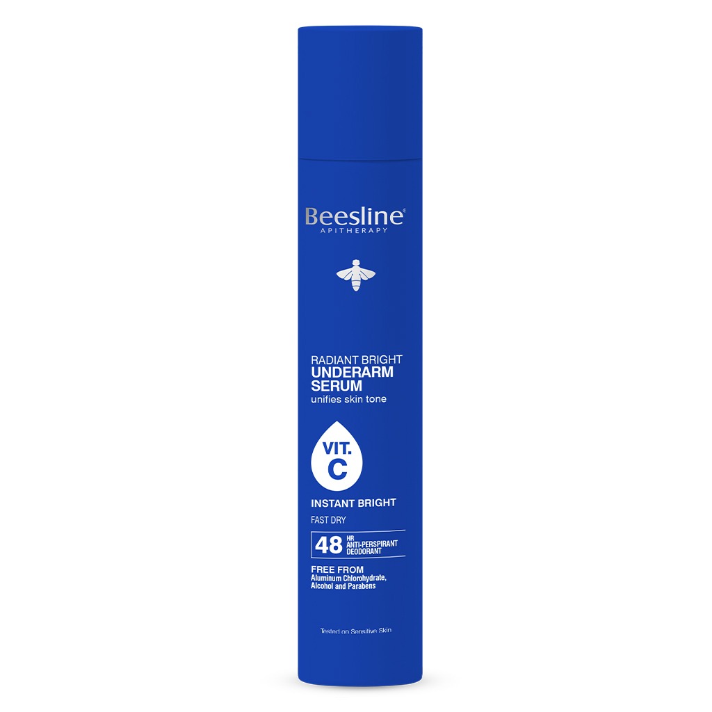 Beesline Radiant Bright Vitamin C Enriched Fast Dry Underarm Serum | Aluminum Free Antiperspirant Deodorant | Instant Brightening 150ml | For Dark Underarm & Sensitive Skin Care | Perfect for Daily Use & Summer Protection
