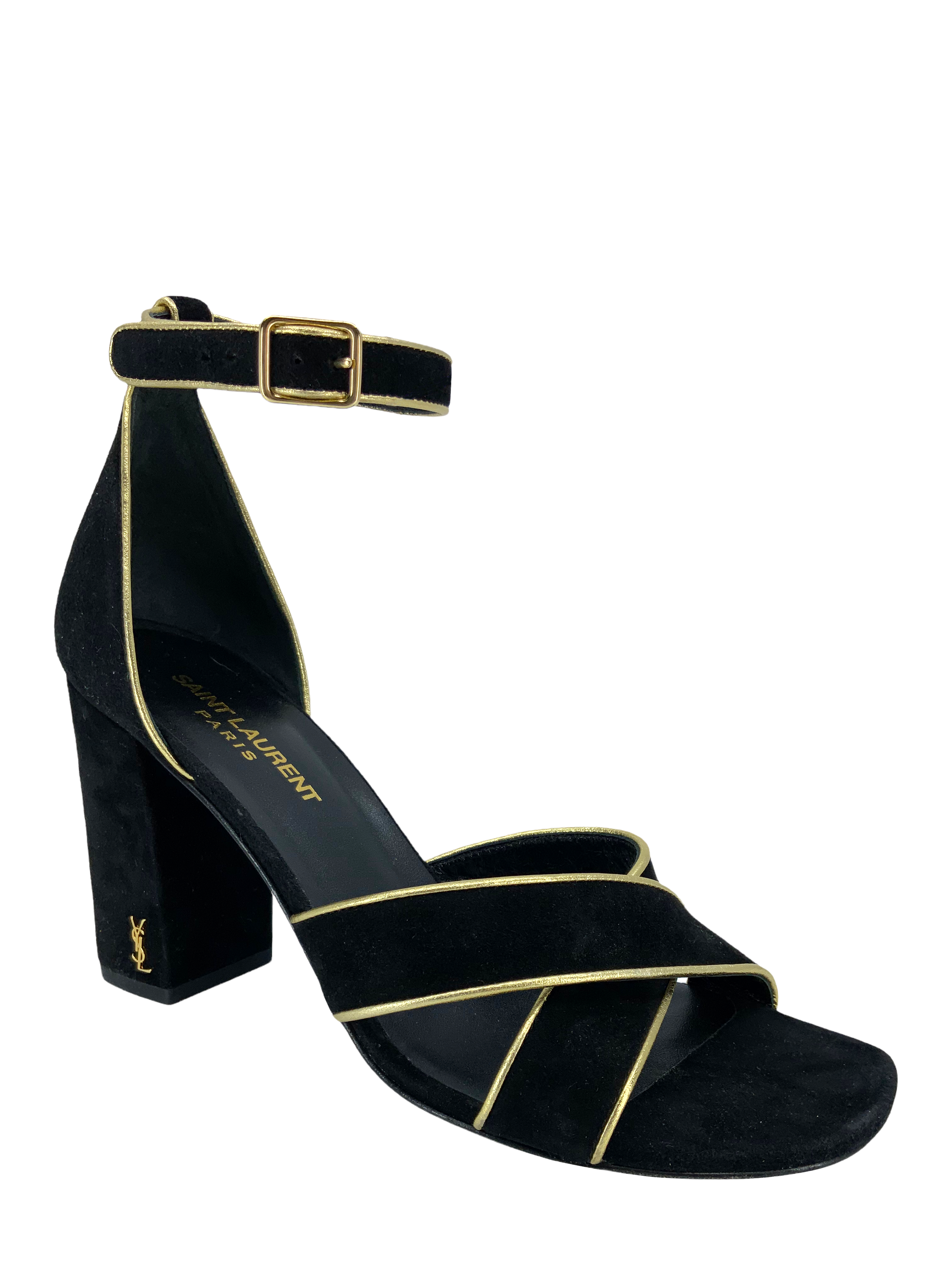 Saint Laurent Suede Ankle Strap Sandals for Women - Size 8 | Luxury Designer Shoes for Summer, Weddings & Special Occasions