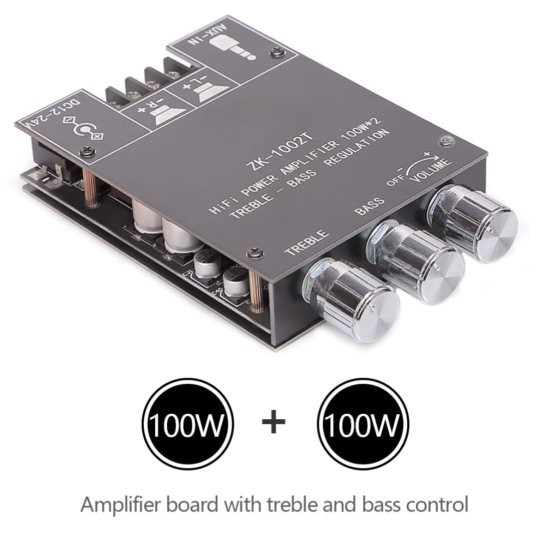 200W Mini Wireless 2.0 Dual Channel Stereo Audio Amplifier Board ZK-1002T - High Power Bluetooth Amp Module for Home Theater, Car Audio & DIY Speaker Projects