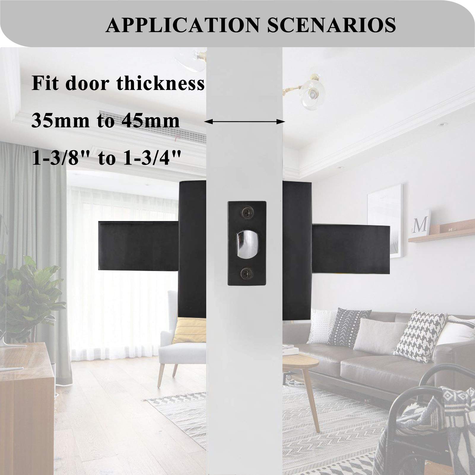 MONKEMON Matte Black Passage Door Handle - Reversible for Right & Left Side, 3 Pack - Perfect for Closet, Bedroom & Interior Doors