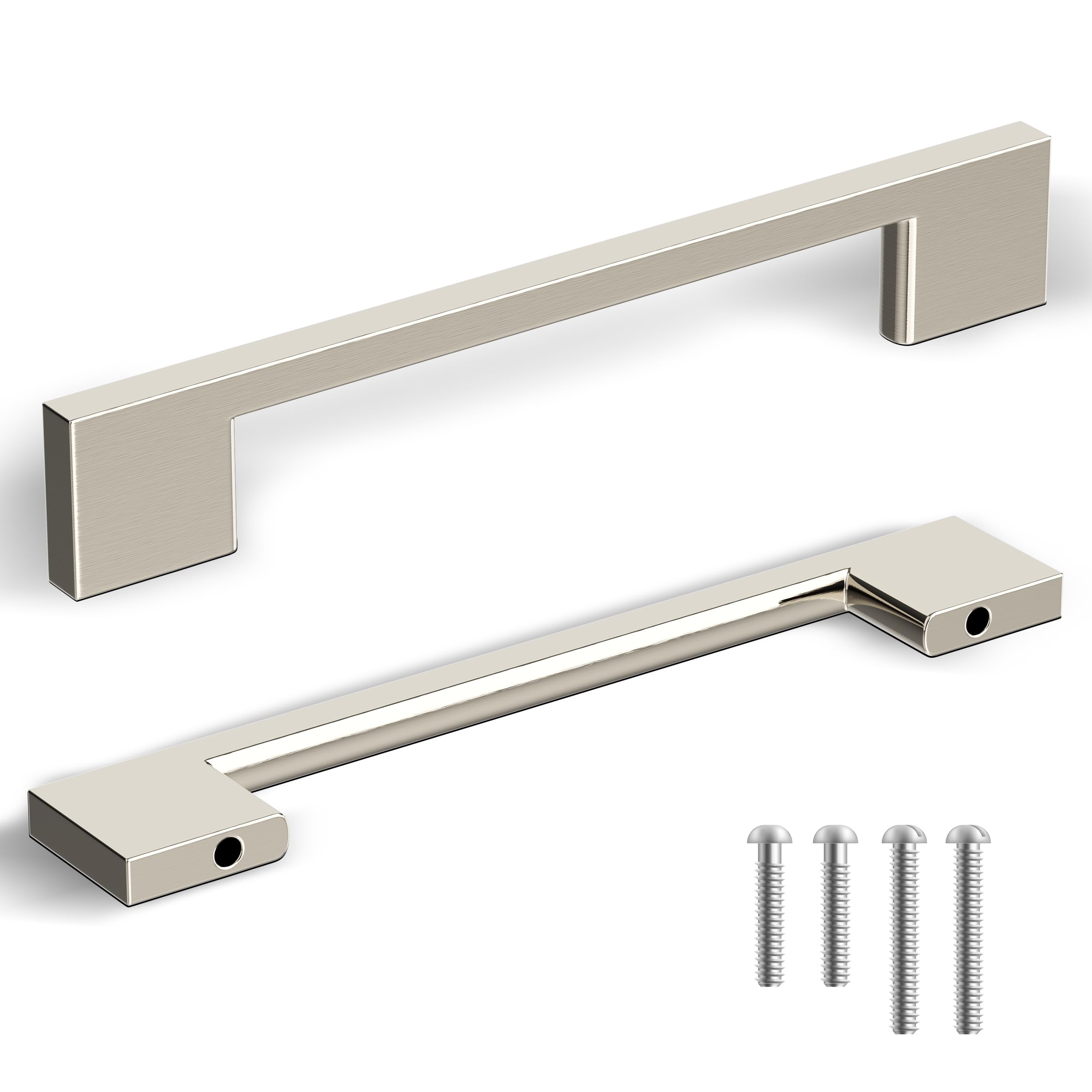 Southern Hills Brushed Nickel Cabinet Pulls - 128mm - Satin Nickel Drawer Handles, Modern Kitchen Cabinet Hardware, Silver Cupboard Handles for Cabinets & Drawers (Perfect for Kitchen Renovation & Furniture Upgrade)