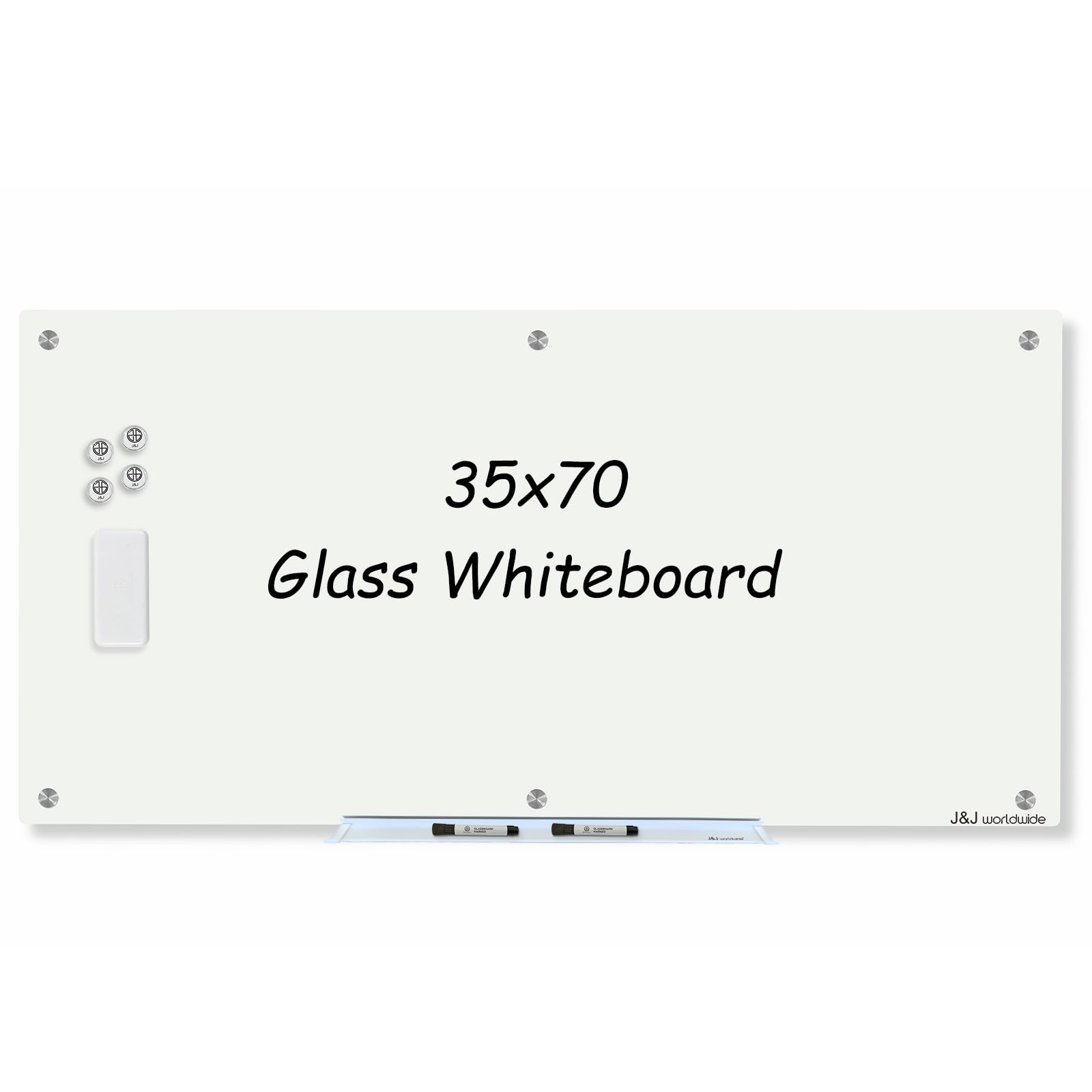 Premium 6' x 3' Magnetic Glass Dry Erase Board - Frameless Whiteboard for Home Office, Classroom & School - Includes Magnets, Markers & Eraser - Perfect for Presentations, Teaching & Home Organization
