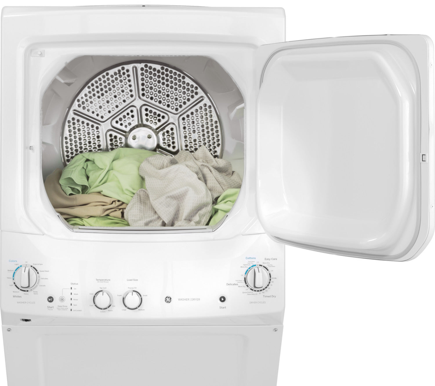 GE GUD24ESMMWW White Electric Laundry Center - Stackable Washer & Dryer Combo for Small Spaces, Apartments & Energy-Efficient Homes | Perfect for Laundry Rooms, Basements & Tight Spaces