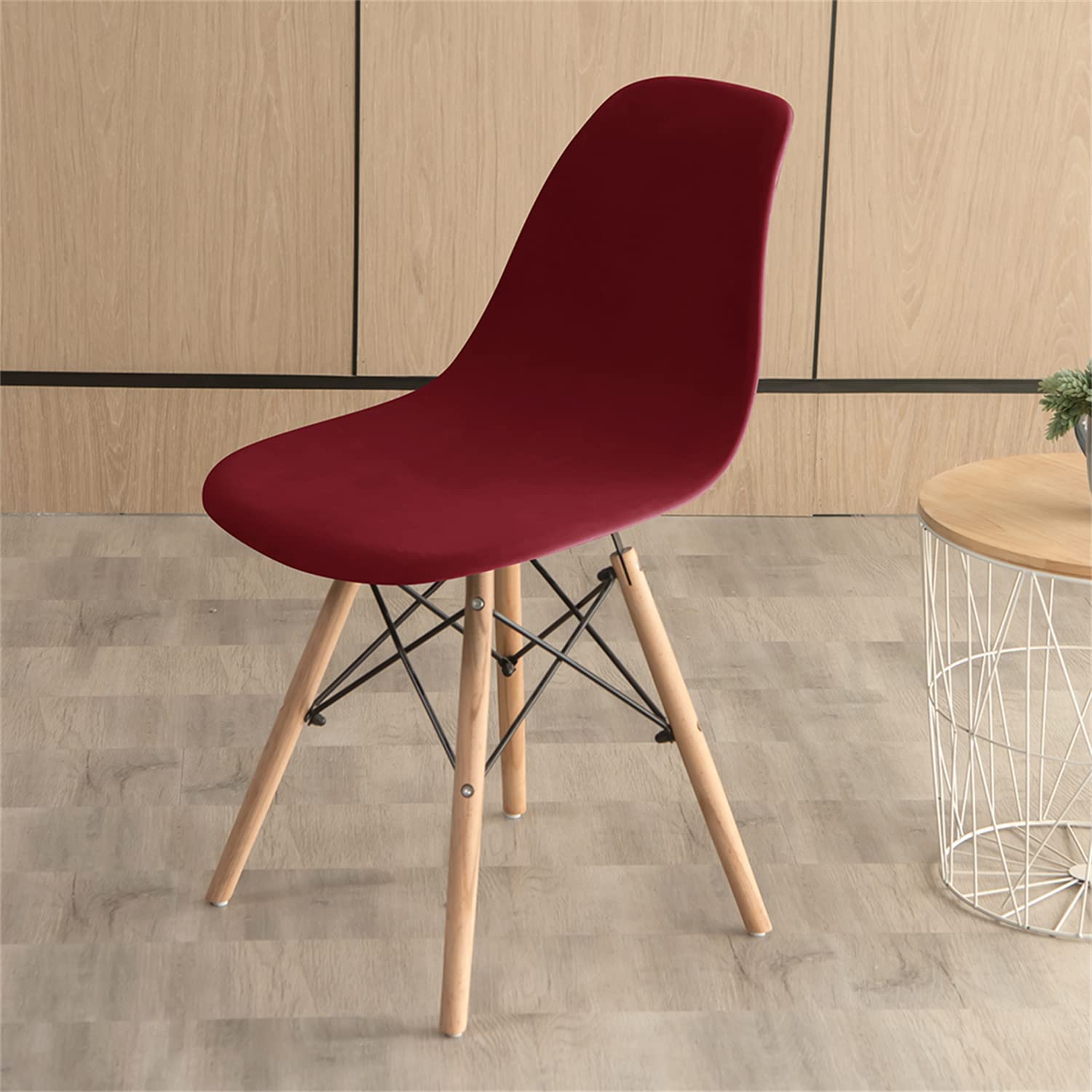 Luxury Velvet Dining Chair Slipcovers - Stretchable Armless Chair Covers Set of 6 for Kitchen, Hotel, Wedding - Elegant Wine Red Fabric Protectors | Perfect for Home Dining, Restaurant Decor & Event Seating