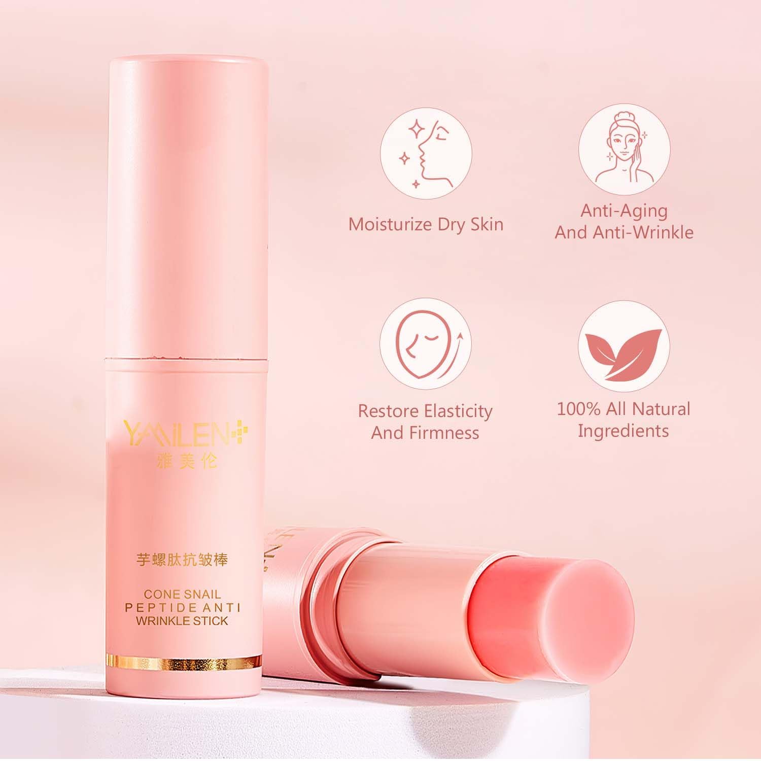 Collagen Boosting Moisture Balm Stick - Korean Anti-Wrinkle Snail Peptide Treatment for Face & Eyes | Hydrating Wrinkle Reduction Stick for Daily Skincare Routine (1 pc)