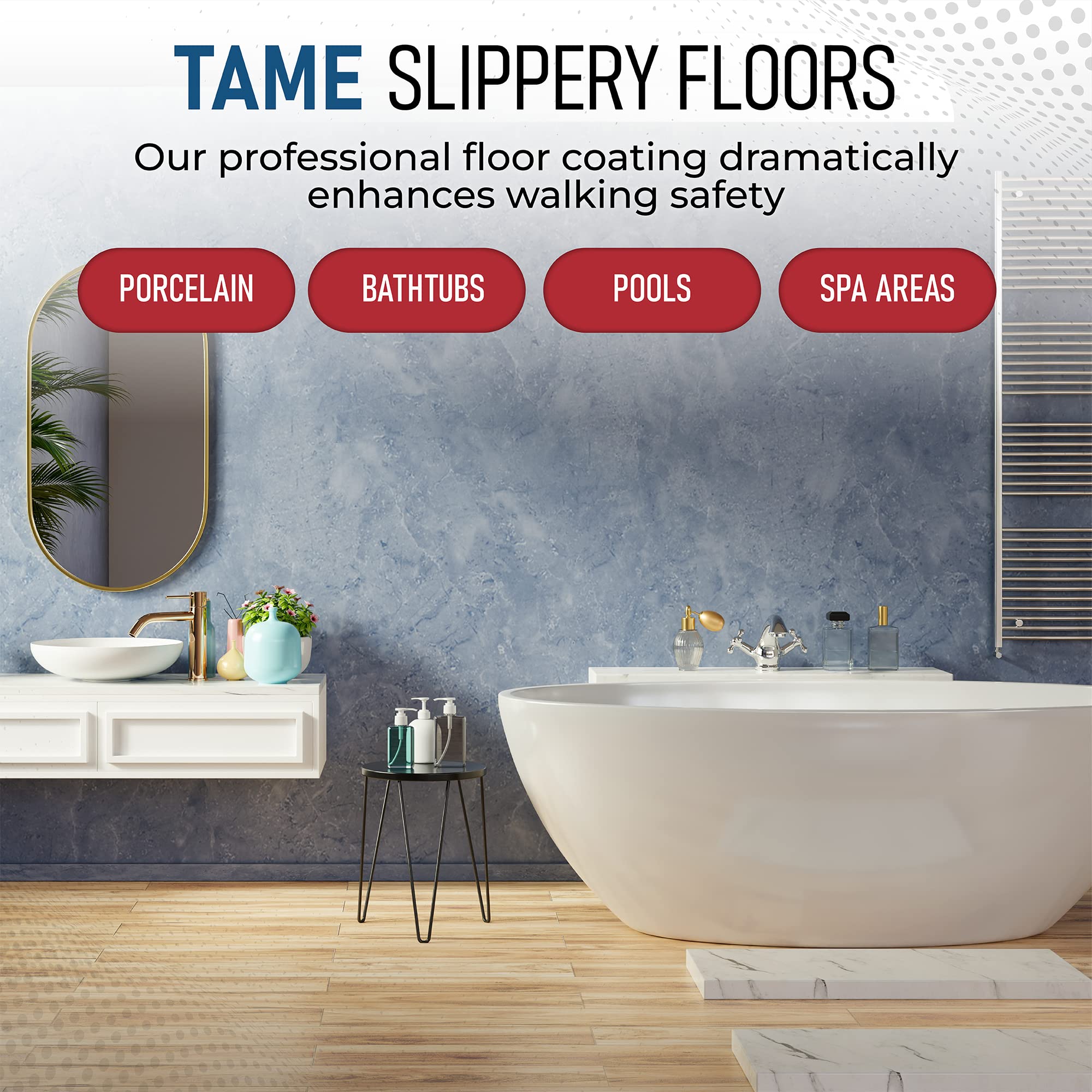 Super Safe Grip Anti-Slip Floor Treatment for Tiles & Concrete – Non-Slip Solution Covers 400 SQ FT - 1 Gallon, Clear – Ideal for Bathrooms, Pool Decks & High-Traffic Areas