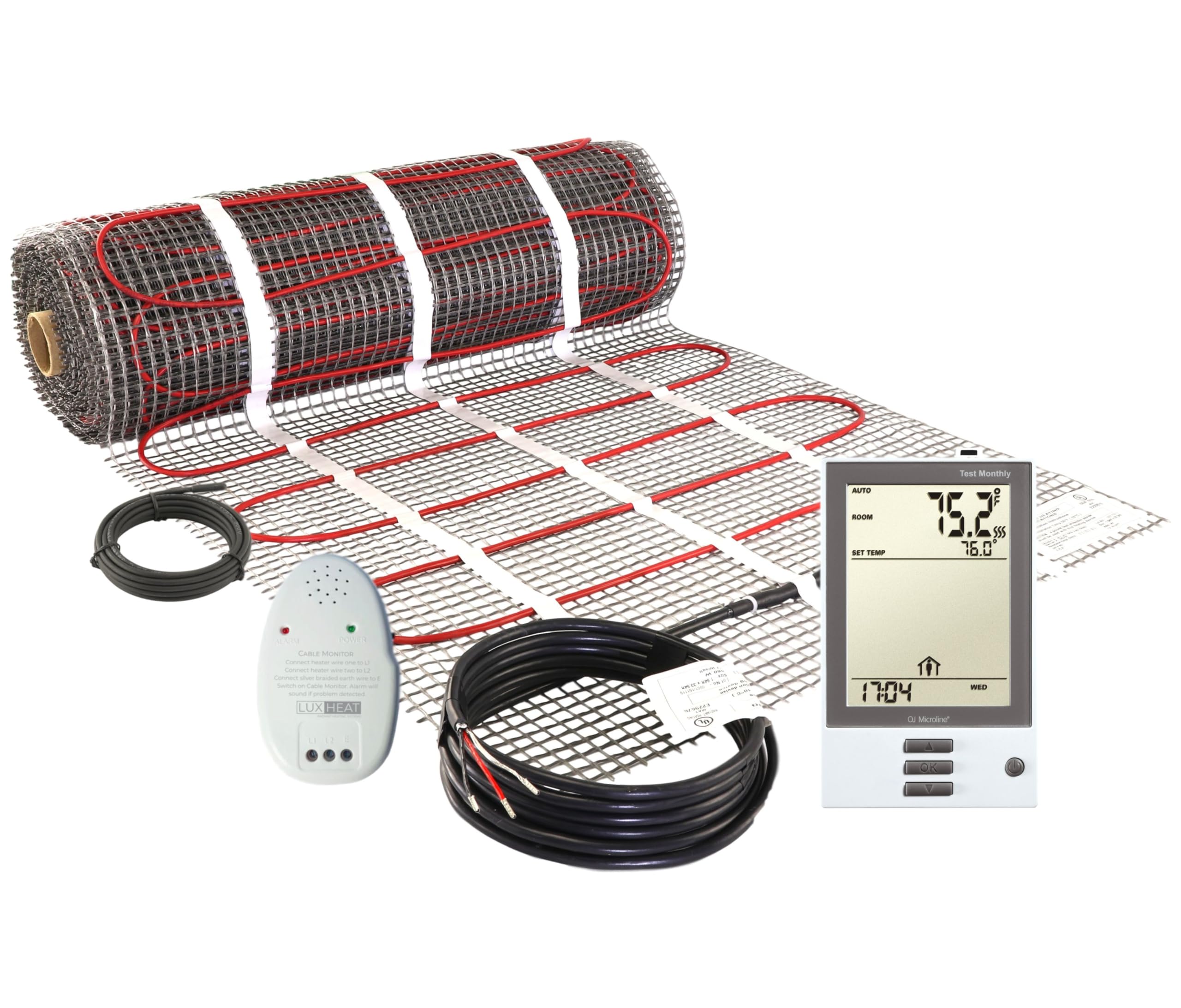 45sqft Electric Radiant Floor Heating Mat Kit - 240V Underfloor Heating System with Programmable Thermostat, GFCI & Floor Sensor - Perfect for Bathrooms, Kitchens & Basements