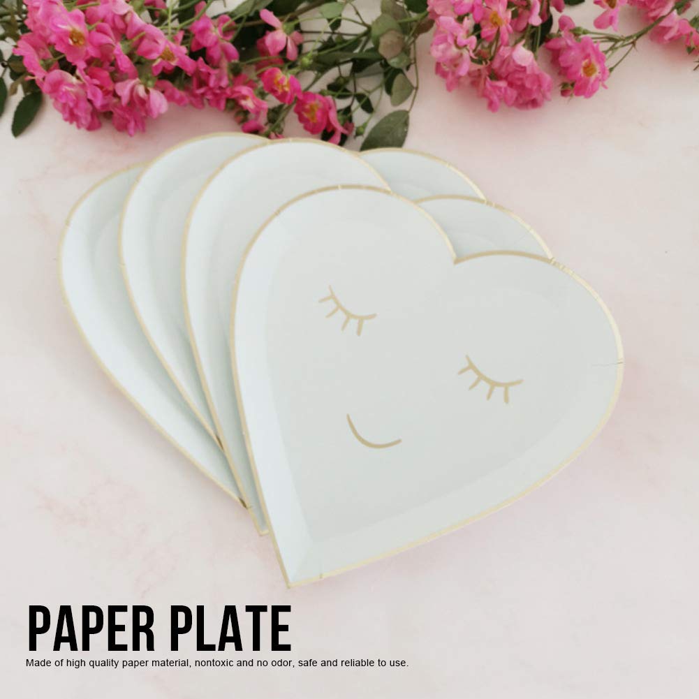 Heart-Shaped Dessert Paper Plates - 8-Piece Set for Cake, Birthday, Party & Baby Shower | Elegant Disposable Tableware for Events & Celebrations
