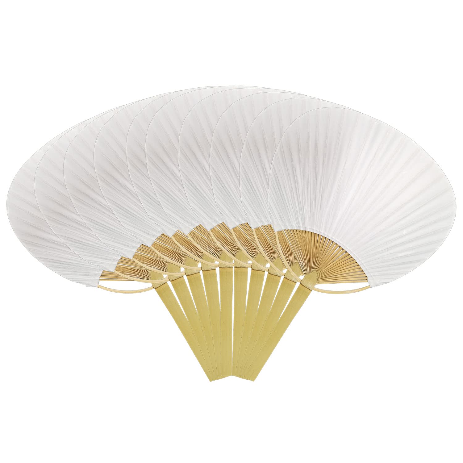 YunQin 10-Pack White Decorative Paddle Fans - Japanese Cattail Paper Handmade Lace Fans for Home Decor, Parties & Wall Decoration | Portable Electric Desktop Fans for Bedroom, Living Room & Office