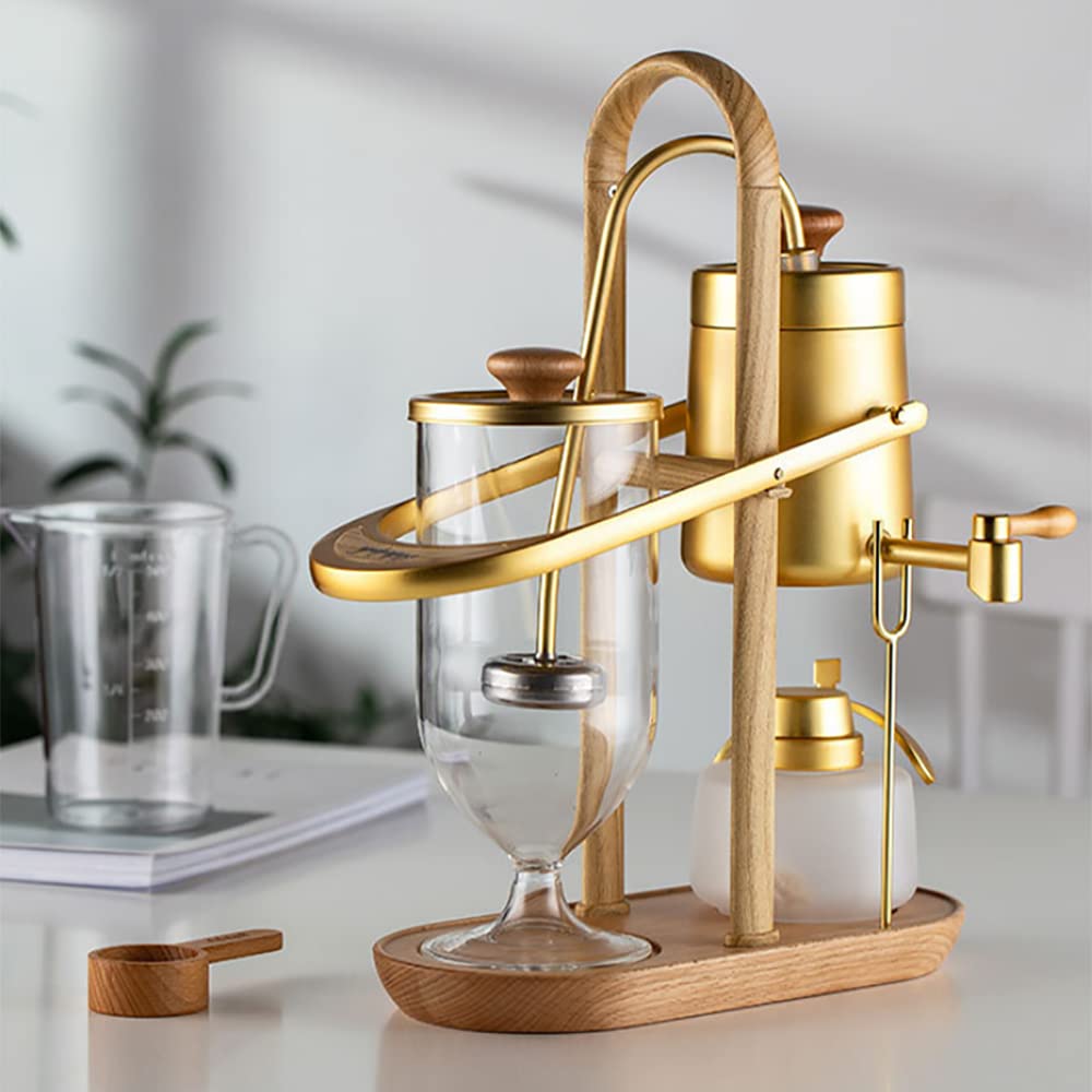 Premium Belgium Balance Siphon Coffee Maker - Luxury Royal Syphon Coffee Machine for Home & Office, Cold Brew Maker, Perfect Gift for Coffee Lovers (Gold) | Ideal for Pour Over Coffee, Specialty Brewing & Elegant Entertaining