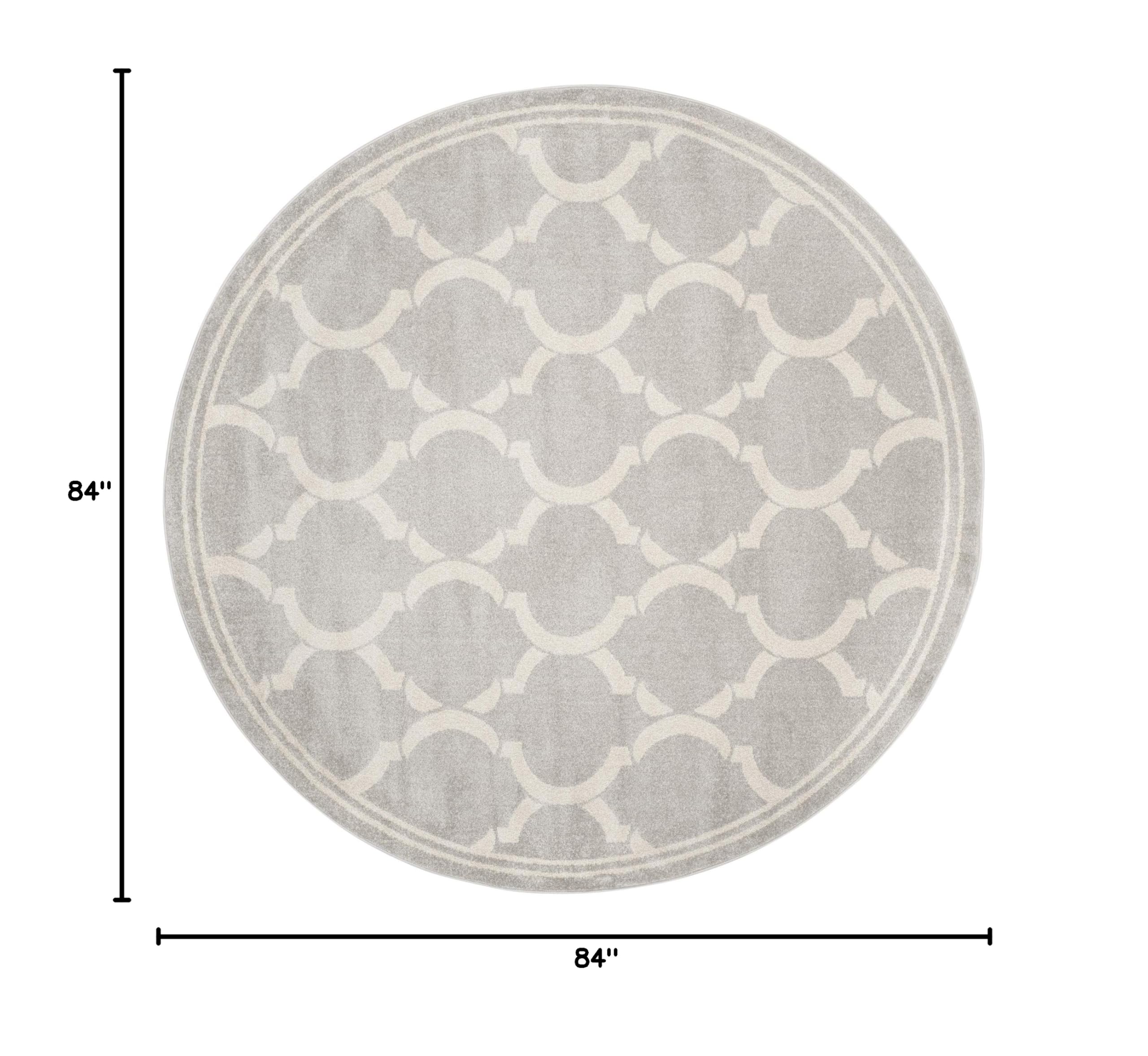 SAFAVIEH Amherst Collection 7' Round Light Grey/Ivory Area Rug - Non-Shedding Trellis Design for Dining Room, Living Room, Bedroom & Entryway - Perfect for Home Decor and High Traffic Areas