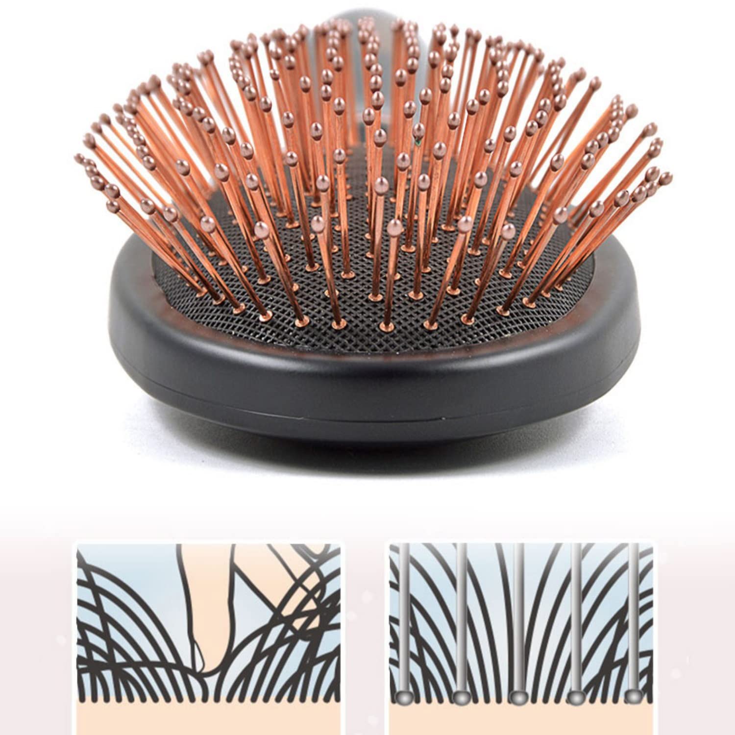AVLUZ Air Cushion Hair Brush for Women - Anti Static Massage Comb with Brass Teeth for Natural, Straight, Thick & Curly Hair - Improves Hair Texture & Scalp Health - Perfect for Daily Styling, Detangling & Salon Quality Results at Home