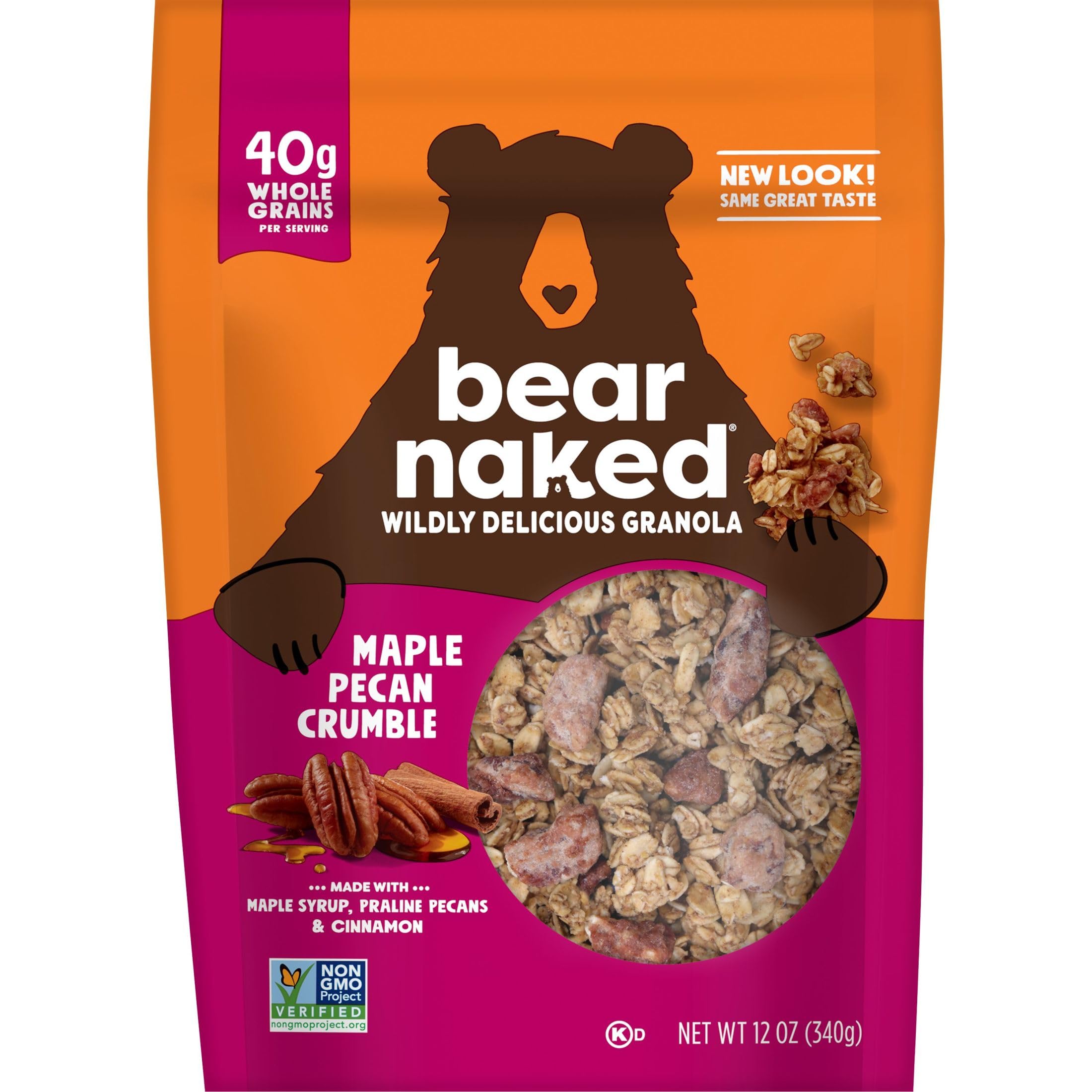 Bear Naked Granola Cereal - Whole Grain Granola Breakfast Snacks with Maple Pecan Crumble - 12oz Resealable Bag - Perfect for Healthy Breakfast, On-the-Go Snacking & Yogurt Topping