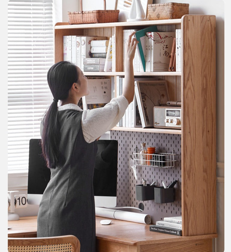 Solid Oak Wood L-Shaped Corner Office Desk - Modern Home & Office Workspace Solution for Productivity & Comfort