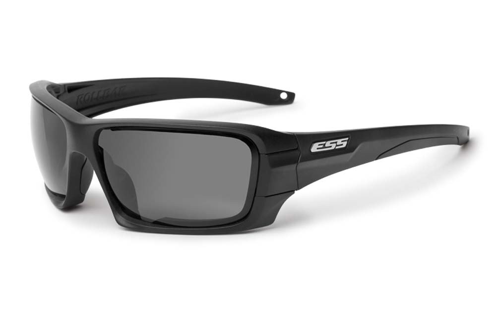 ESS Black Rollbar Sunglasses with Silver Logo & Interchangeable Lenses - Tactical, Shooting, Outdoor Sports & Driving Eyewear