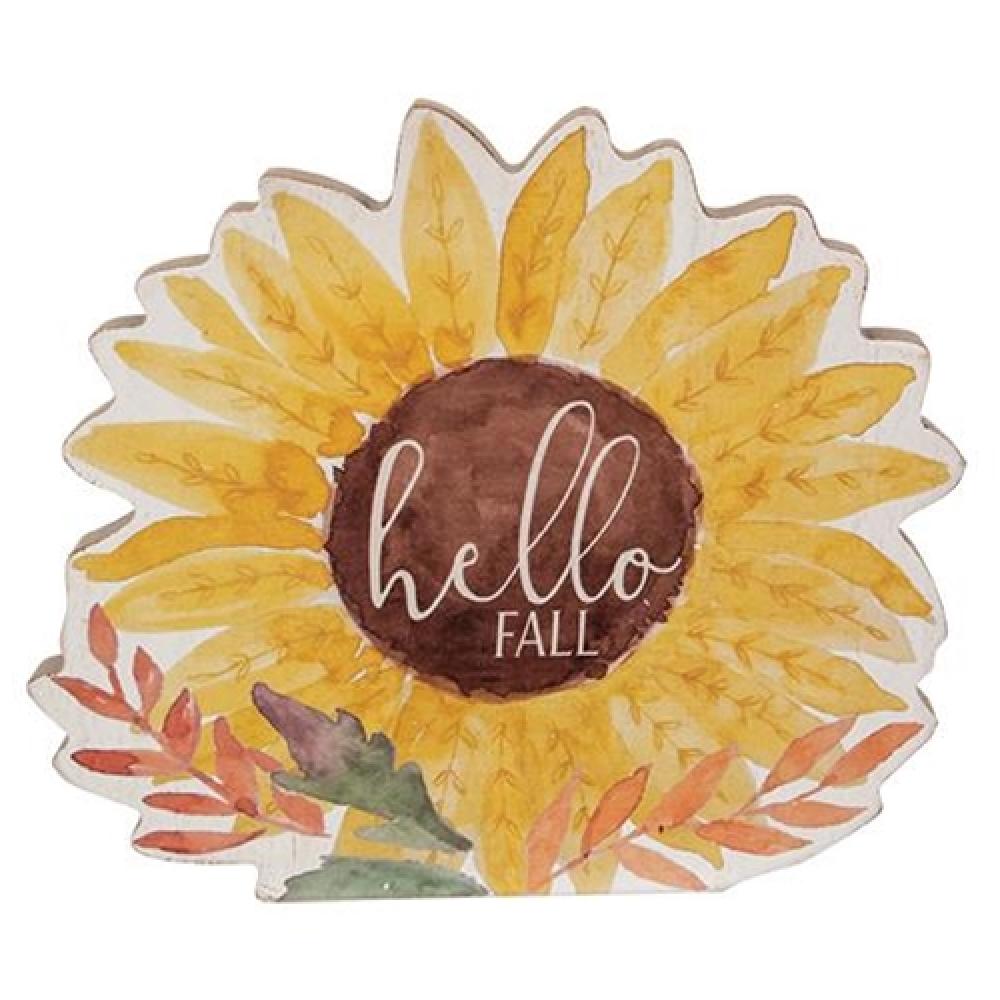 Hello Fall Chunky Watercolor Sunflower Decor - Handmade Autumn Home Decor for Thanksgiving, Fall Table Centerpiece, Cozy Farmhouse Aesthetic
