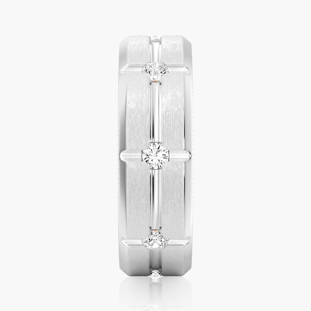 7.5mm Two Tone Matte Finish Moissanite Men's Wedding Band Ring - Perfect for Engagement, Anniversary & Everyday Wear