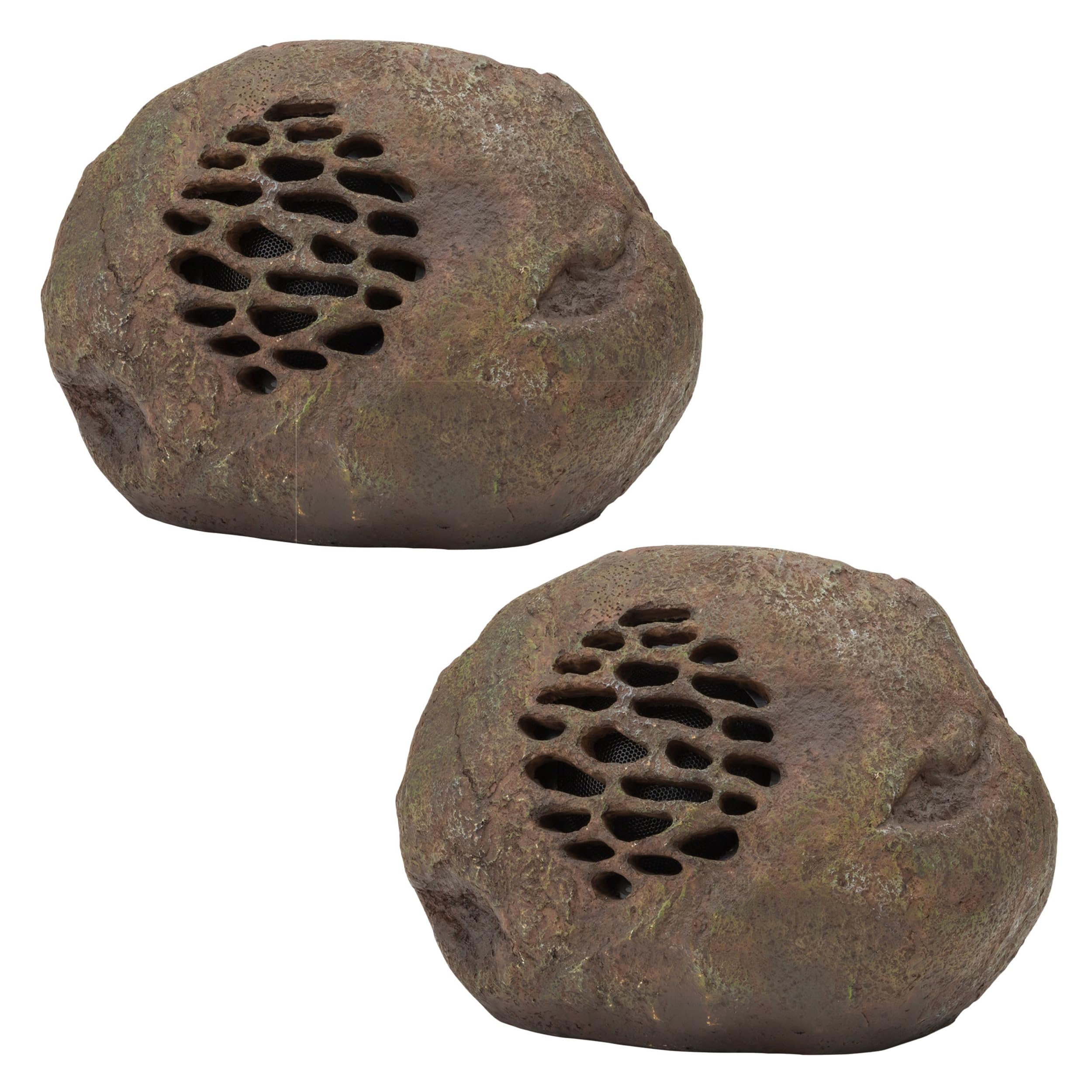 Alpine Corporation Waterproof Bluetooth Solar-Powered Outdoor Wireless Rock Speakers (Set of 2) – 50ft Range, Durable Wireless Sound System for Patio, Garden, Yard & Pool – Perfect for Outdoor Parties, BBQs & Backyard Relaxation
