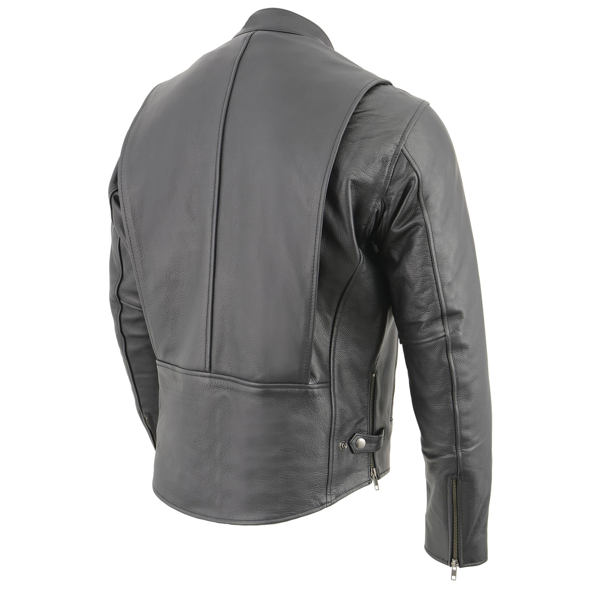 Milwaukee Leather Men's Classic Leather Scooter Jacket with Side Zippers LKM1710 - Premium Biker Jacket for Motorcycle Riding & Urban Fashion