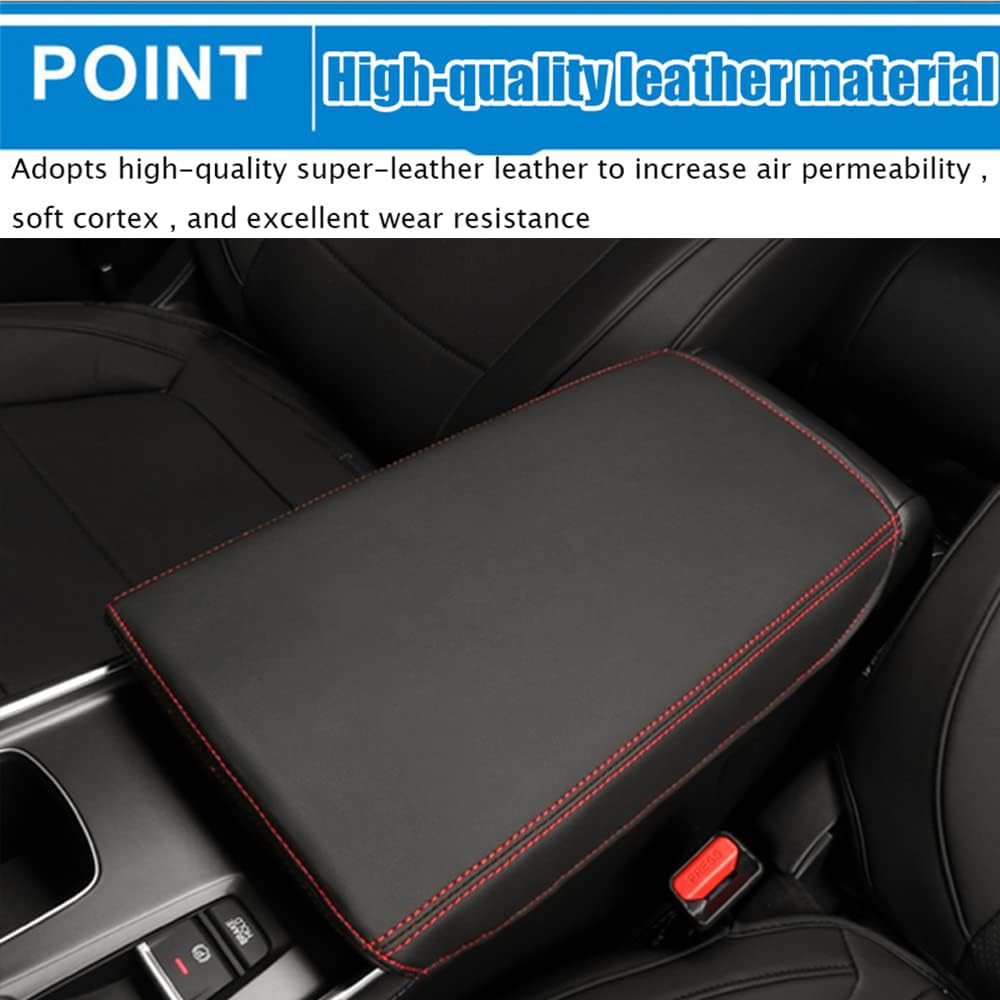 Premium Leather Center Console Cover Armrest Pad Protector for Honda Accord 10th Gen (2018-2022) - Red & Black Car Interior Accessories | Perfect for Daily Commute & Road Trips