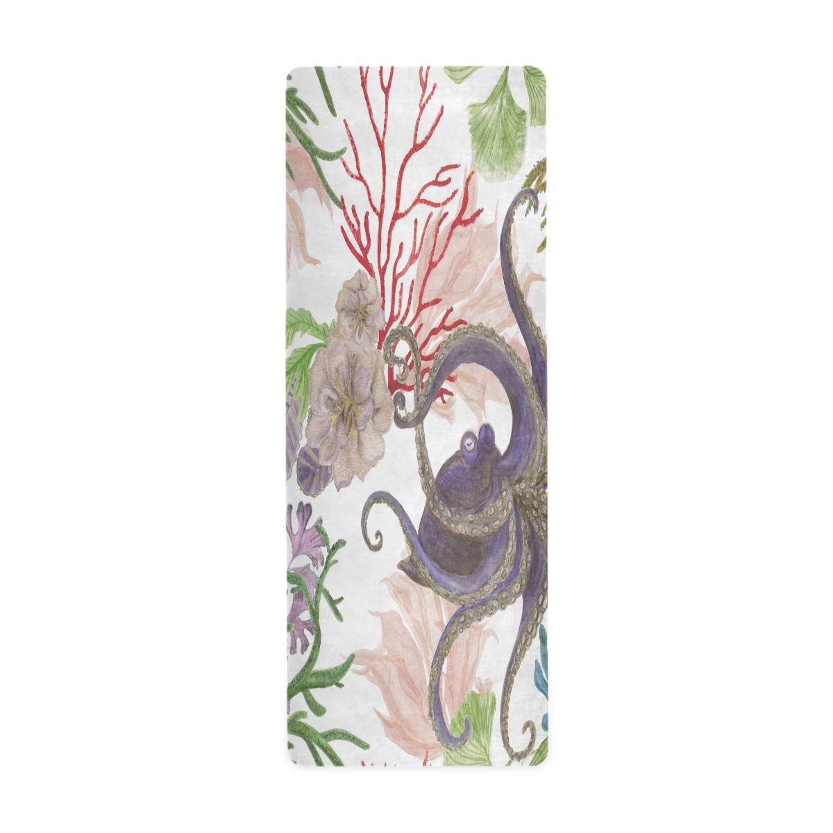 ALAZA Non-Slip Watercolor Octopus Yoga Mat with Inspirational Quote - Premium Fitness Exercise Mat for Yoga, Pilates & Floor Workouts - Perfect for Home Gym, Studio & Meditation Spaces