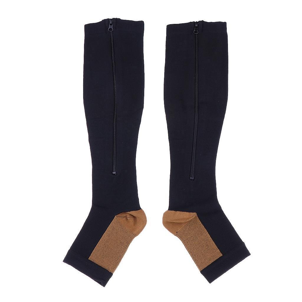 Zippered Medical Compression Socks for Women & Men - 20-30 mmHg Graduated Support - 1 Pair Zipper Stockings for Circulation, Swelling, Travel & Recovery